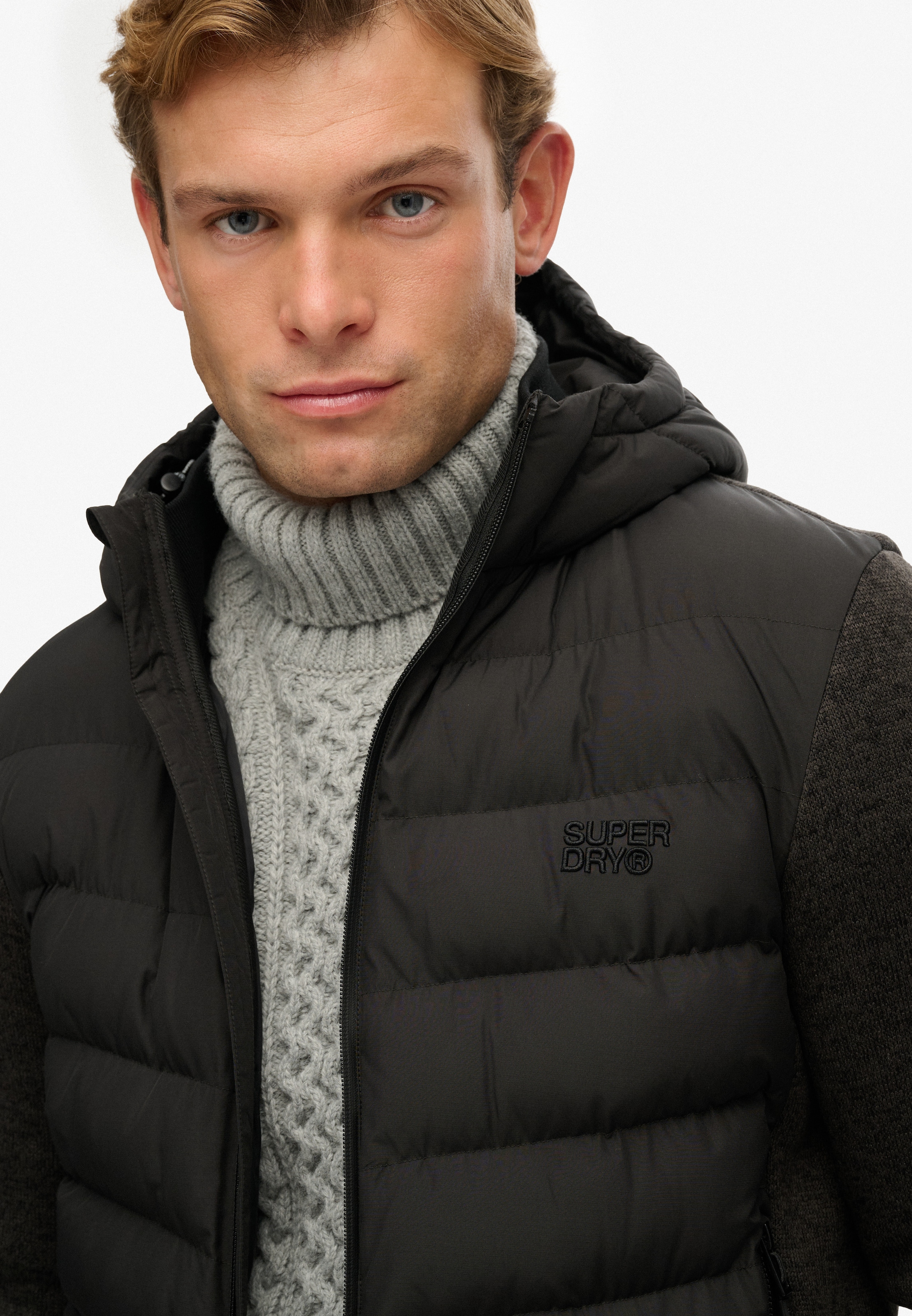 Superdry Steppjacke »HOODED STORM KNIT HYBRID JKT«, mit Kapuze