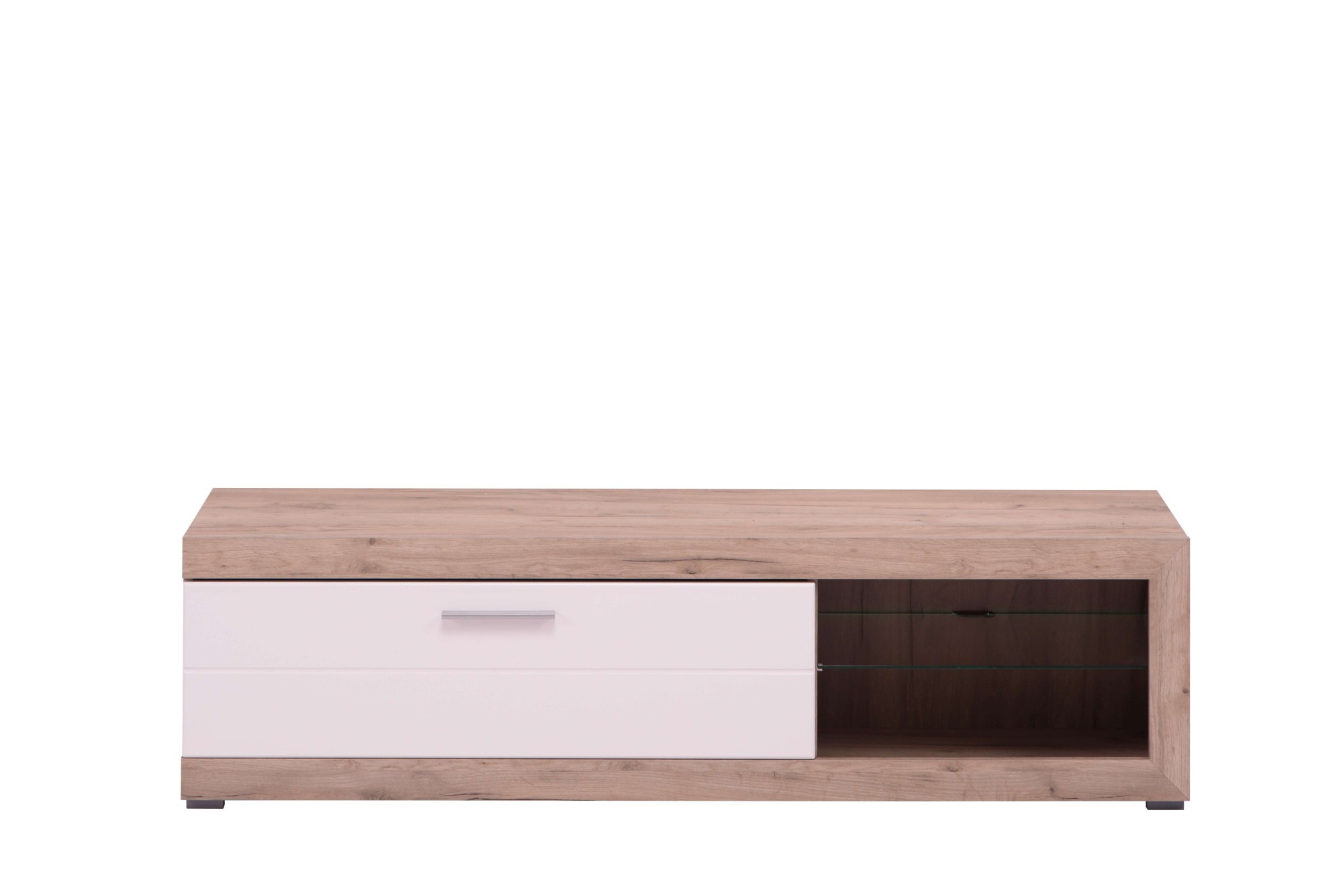 Home affaire Lowboard "Remo TV-Kommode, Breite 160 cm, Höhe 45 cm, offenes Fach mit Glasboden" Wahlweise mit oder ohne LED-Beleuchtung, 1 Klappe, 1 offenes Fach