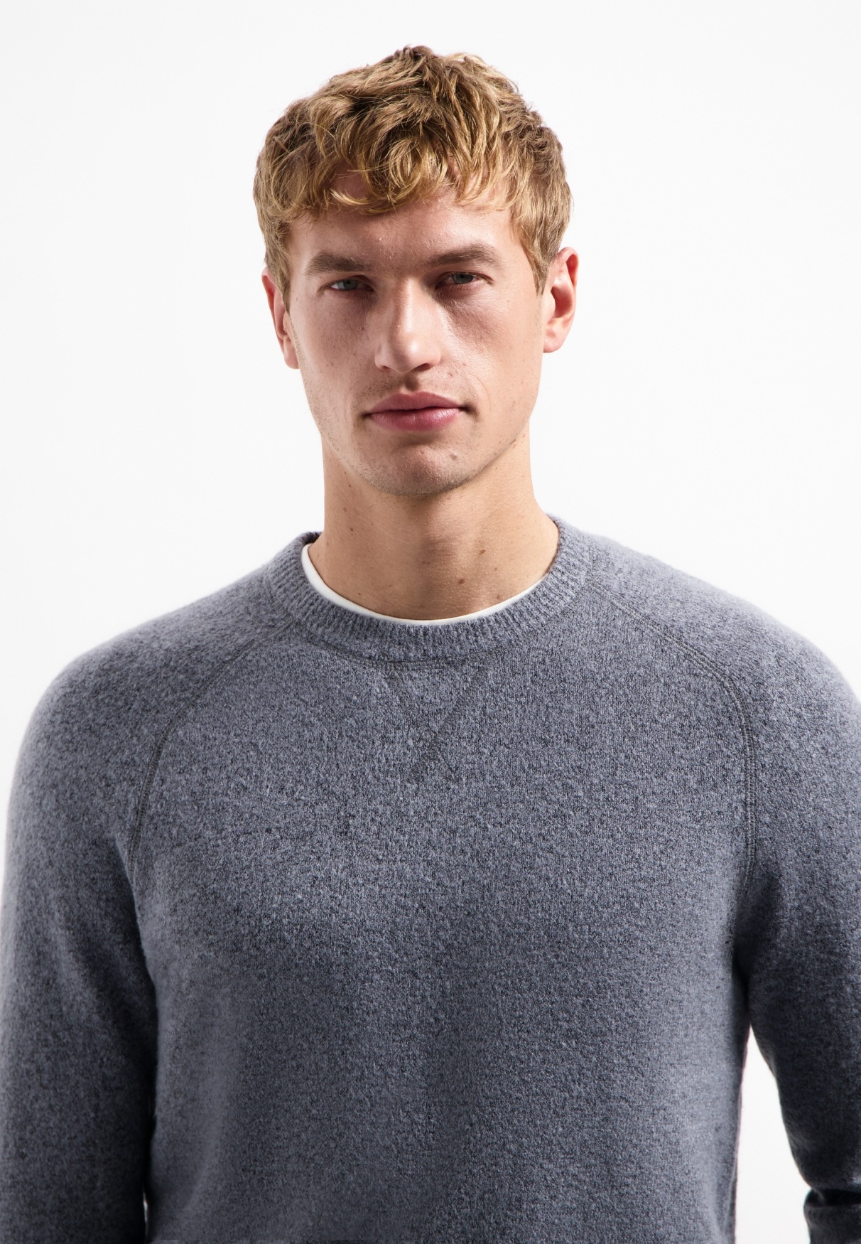 NO EXCESS V-Ausschnitt-Pullover »No Excess Melierter Wollpullover«