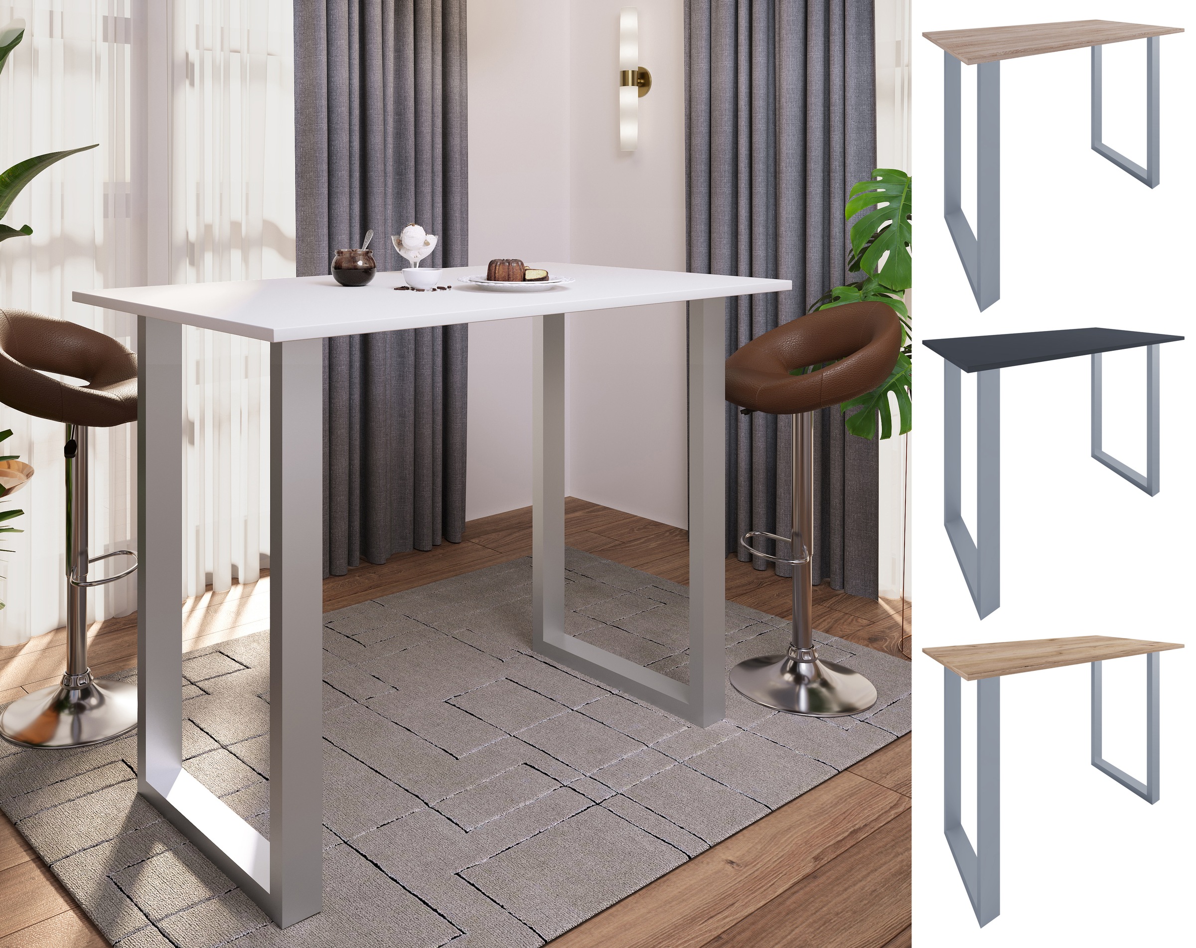 Thumbnail - VCM Bartisch "Holz Bartisch Stehtisch Tisch Tresen Xona 140x80" 1 Stk. tlg.