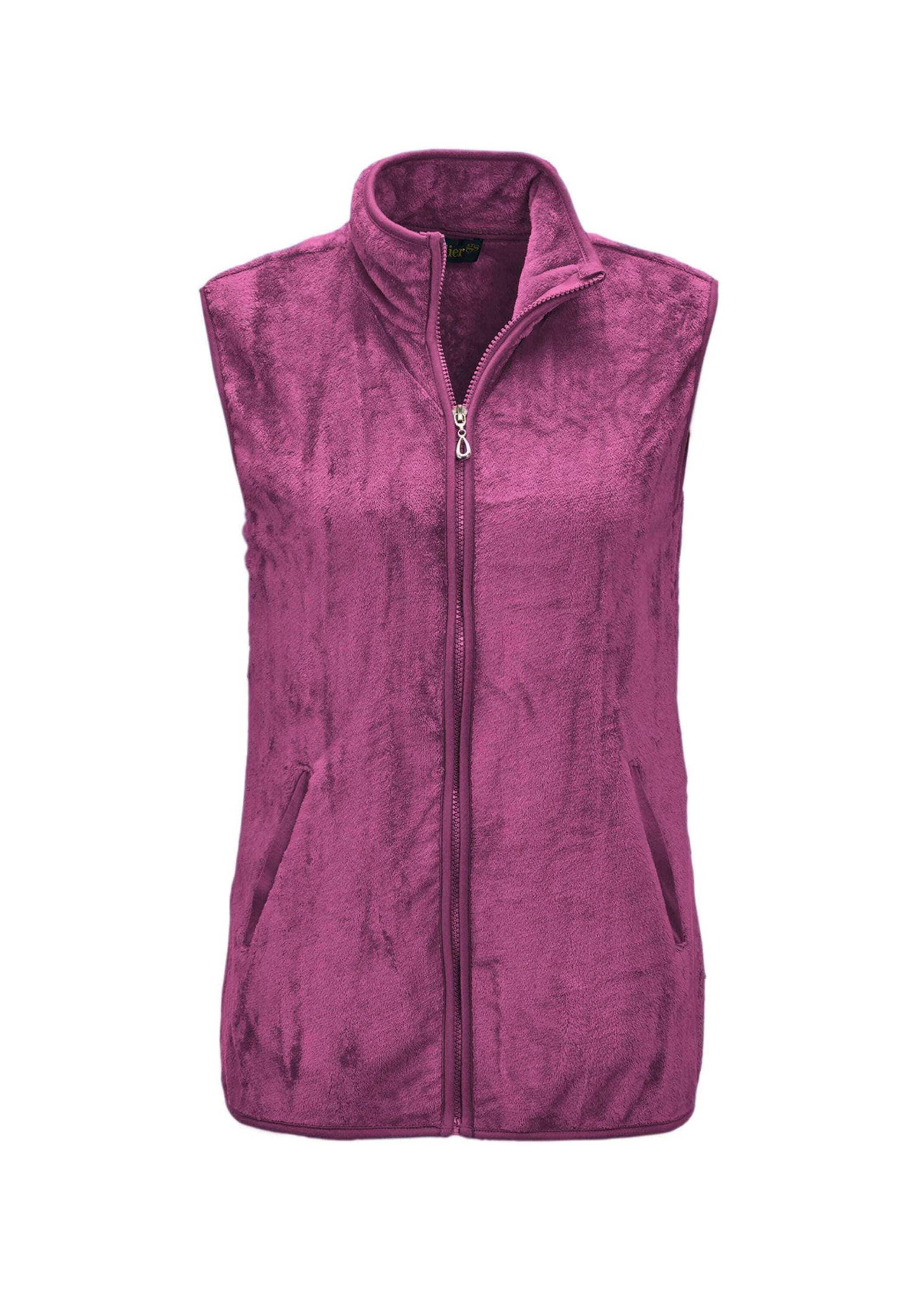 Kurzweste GOLDNER "Teddy-Weste aus flauschigen Fleece", Damen, Gr. 44, lila (cyclam), Obermaterial: 100% Polyester PES., Westen, Ohne