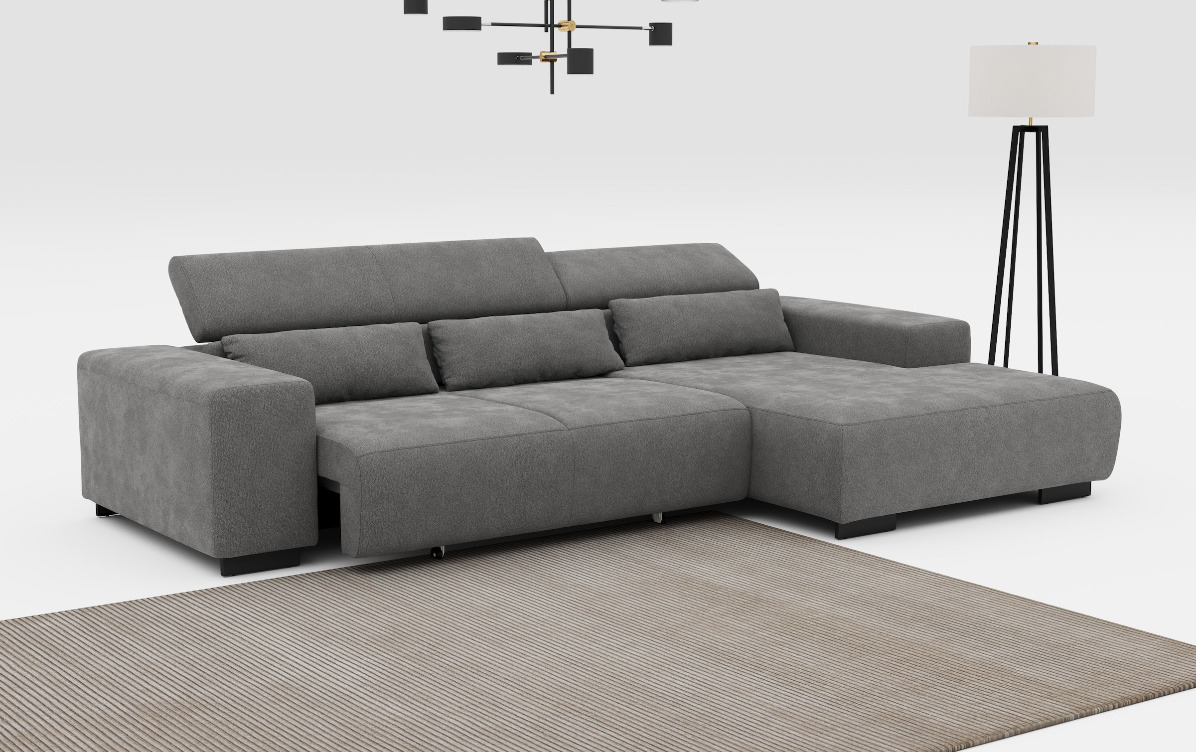 COTTA Ecksofa »Side L-Form, mit Kopfteilverstellung & 3 Nierenkissen«, optional motorische Sitztiefenverstellung