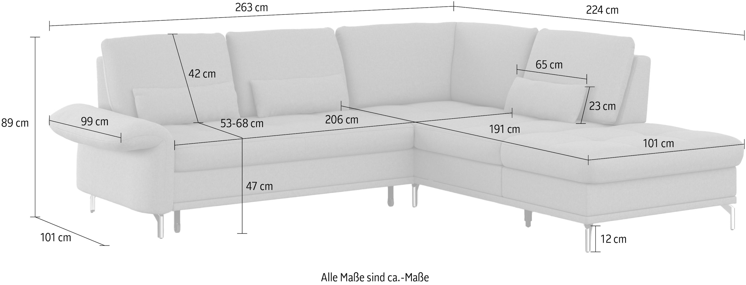 INOSIGN Ecksofa »Palm Beach L-Form«, Federkern, mit Sitztiefenverstellung, wahlweise mit Bettfunktion