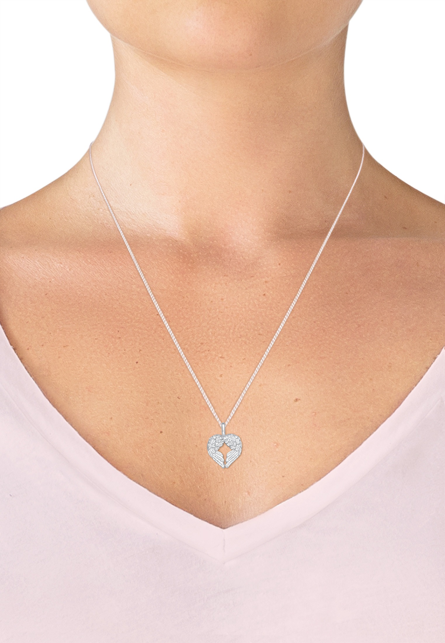 Elli Kette mit Anhänger »Flügel Herz 925 Sterling Silber«