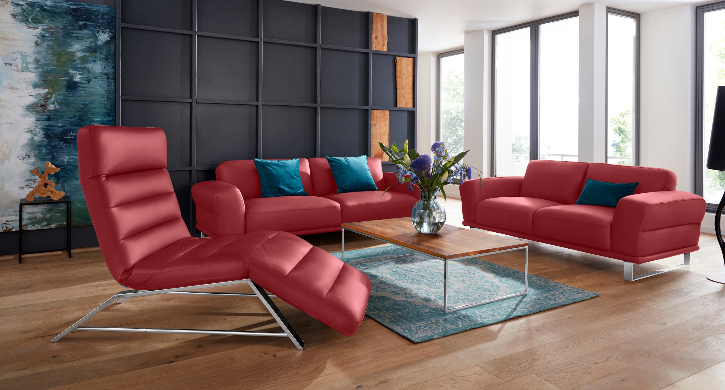 W.SCHILLIG 2,5-Sitzer »montanaa«, mit Metallkufen in Chrom glänzend, Breite 232 cm