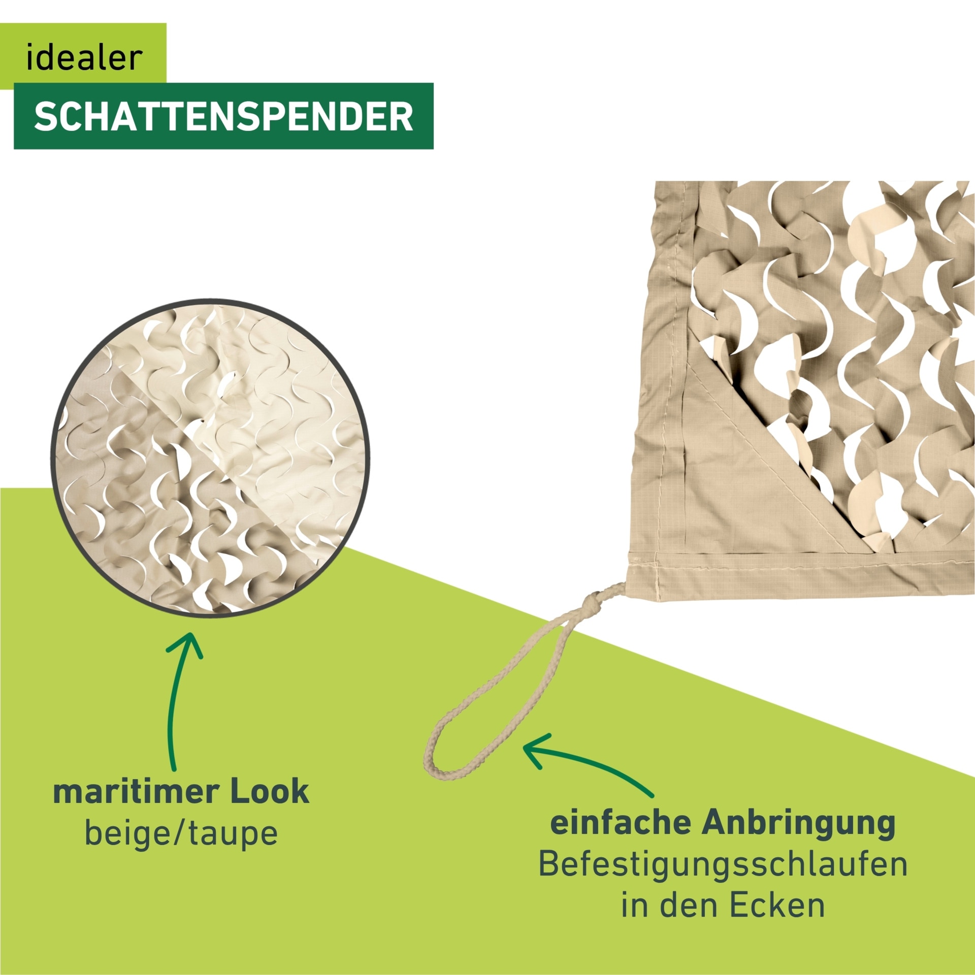 Windhager Sonnensegel »Beschattungsnetz COTE D´AZUR, Schattenspender mit UV Schutz« Sonnenschutz 3 x 4 m, erhältlich in beige/taupe oder weiß/grau