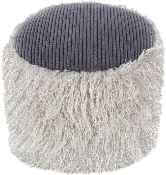 Kayoom Pouf »Fellpouf Bobtail 125, Fellhocker in zweifarbigem Design«, (1 St.), modern, dekorativ, kindersicherer Reißverschluss an der Unterseite