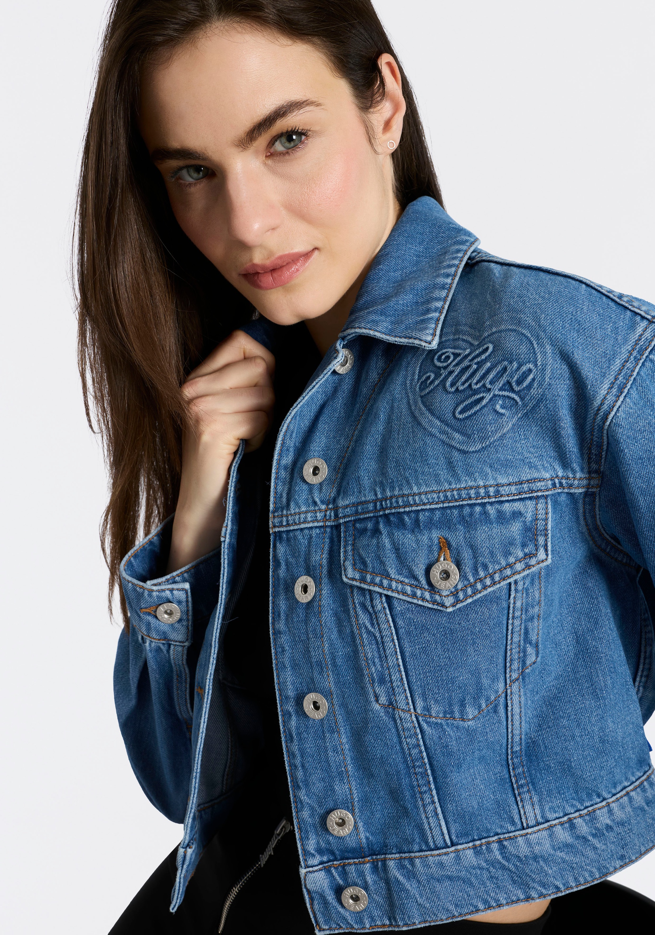 HUGO Blue Jeansjacke »Galatea« in Cropped-Länge