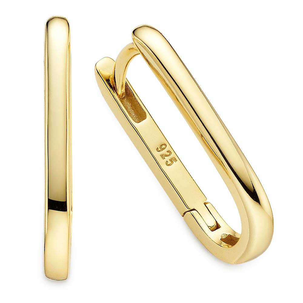 Paar Creolen "Schmuck Geschenk Silbercreole gelbgoldfarben vergoldet", gelbgoldfarben, ANISTON JEWELRY & WATCHES, Ohrringe, Damen, Silber 925 (Sterlingsilber)