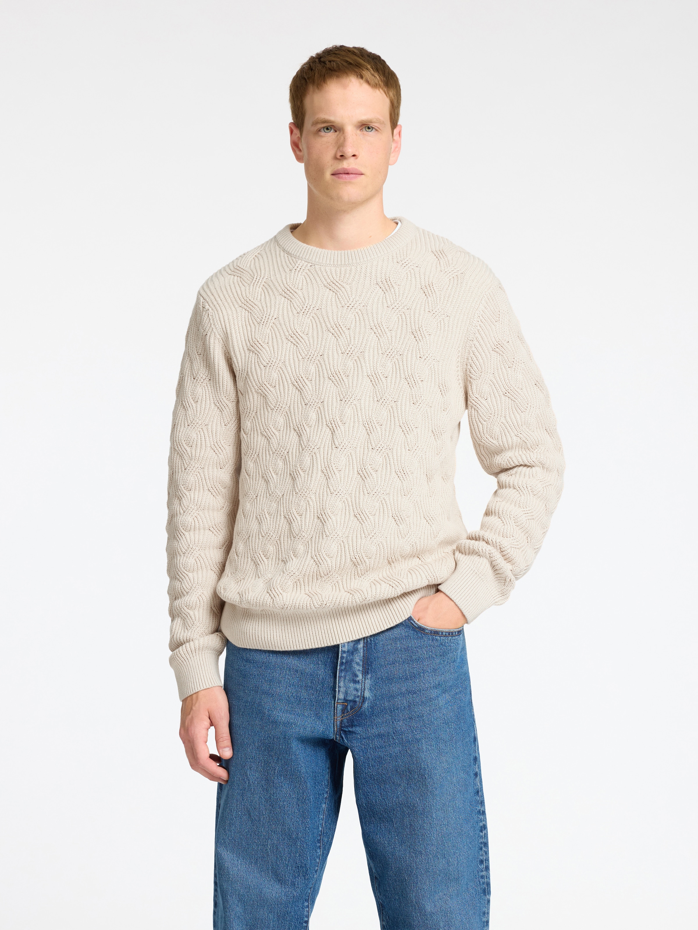 SELECTED Strickpullover "SLHCALLIS LS KNIT CABLE CREW NECK NOOS" günstig online kaufen