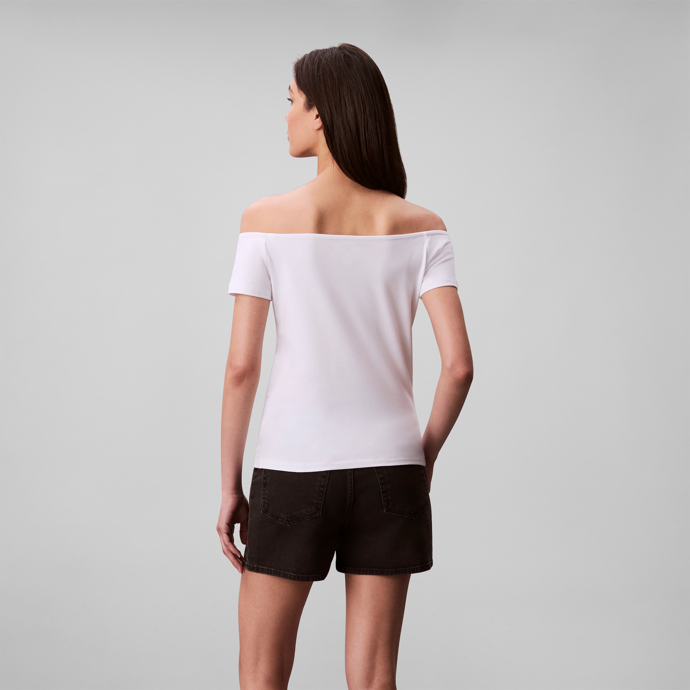 Calvin Klein Jeans Blusentop »MNGRM OFF SHLDR STRT«, Mit tiefem Rundhalsausschnitt