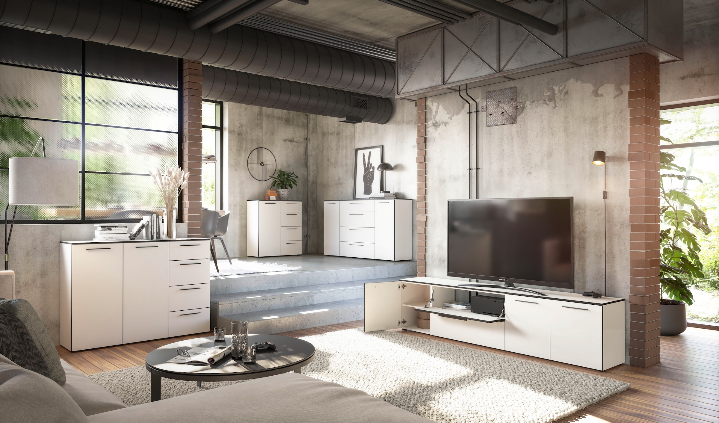 Manjana Möbel Kommode »mit Schwarz matten Metallgriffen in verschiedenen Ausführungen« mit Soft-Close-Funktion, mit variabel einsetzbaren Einlegeböden