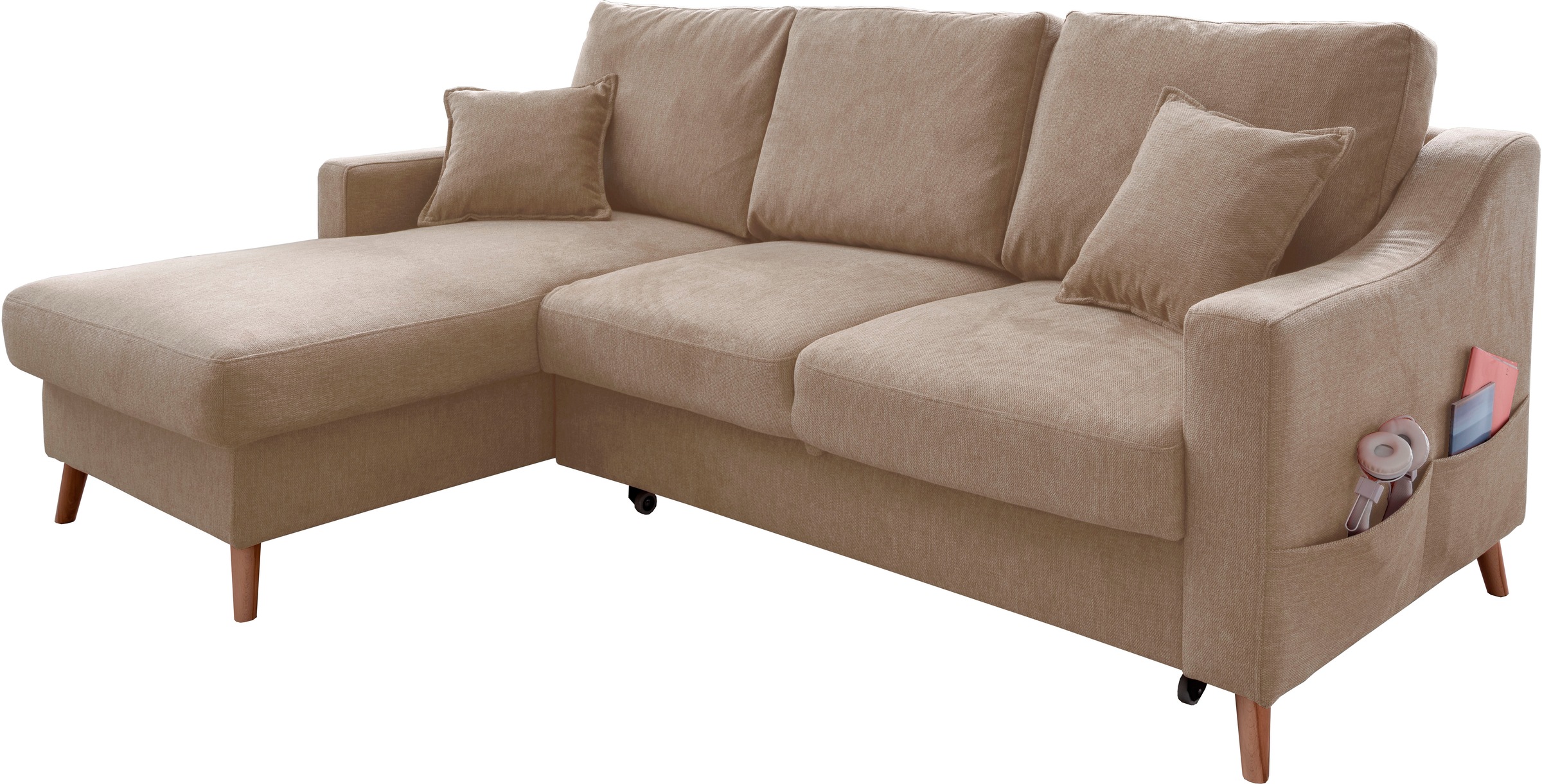 INOSIGN Ecksofa "Valentina L-Form", 2 Zierkissen, mit Seitentasche, auszieh günstig online kaufen