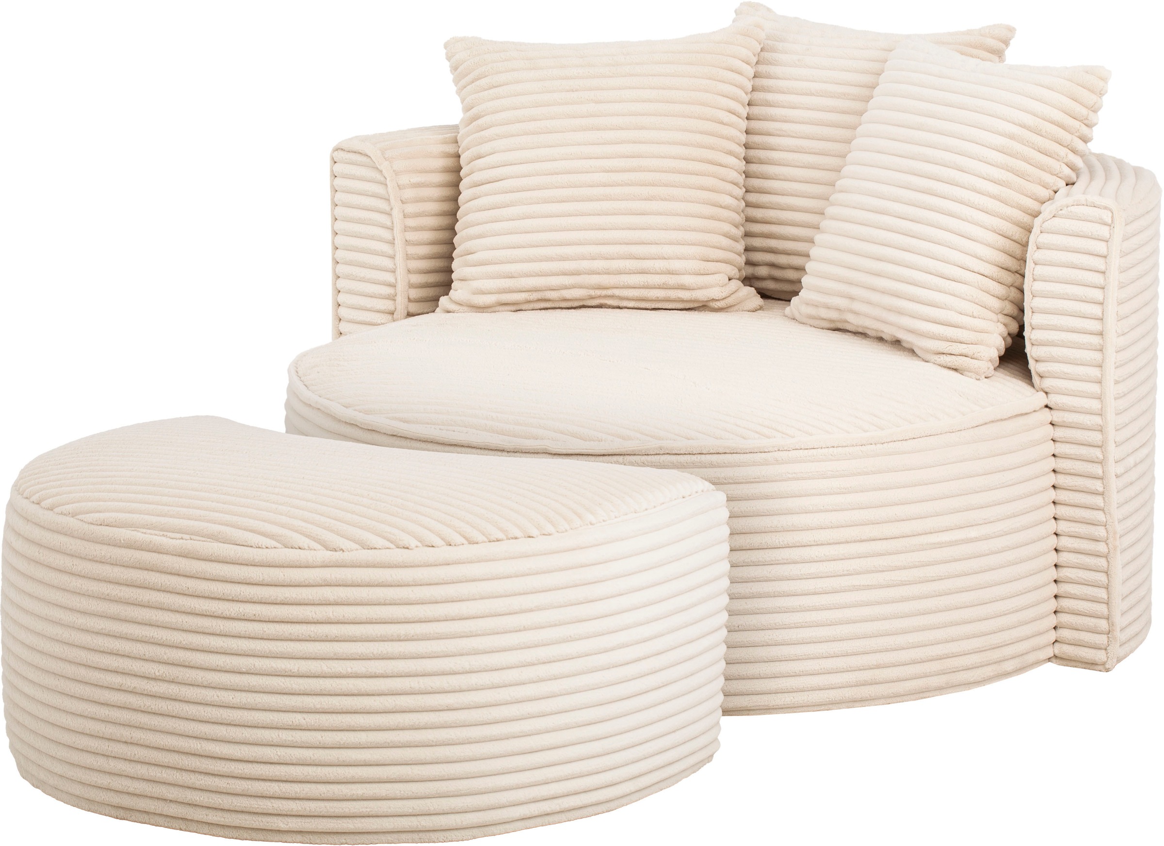 LeGer Home by Lena Gercke XXL-Sessel "ISALIE, Rundsessel mit Hocker, Lesese günstig online kaufen