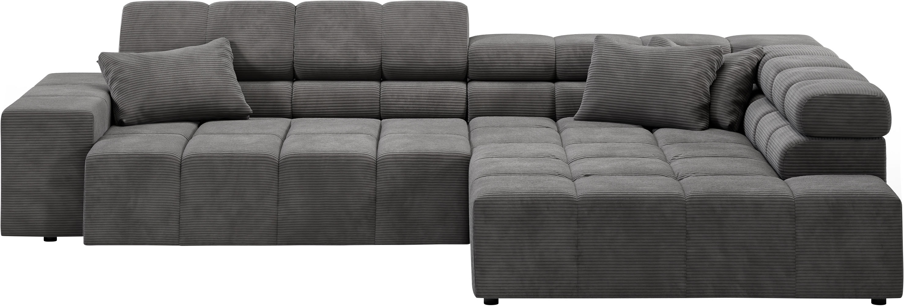 Home affaire Ecksofa "Ancona, Ecksofa, incl. Kopfteilverstellung, Breite 319 cm, L-Form" wahlweise motorische Sitztiefenverstellung, auch in Cord + Easy Care