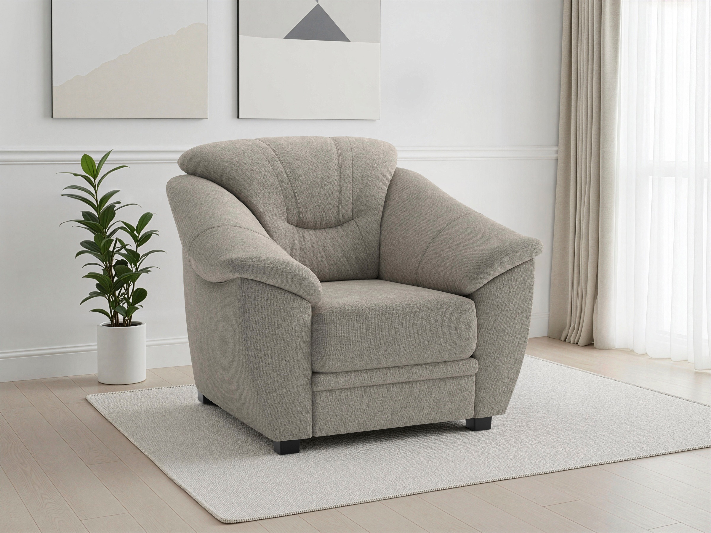 sit&more Sessel "Savona, B: 103 cm, Federkern-Polsterung, komfortable Sitzhöhe 46 cm" Bequeme Armlehnen, Ziernähte, frei im Raum stellbar, zeitloses Design