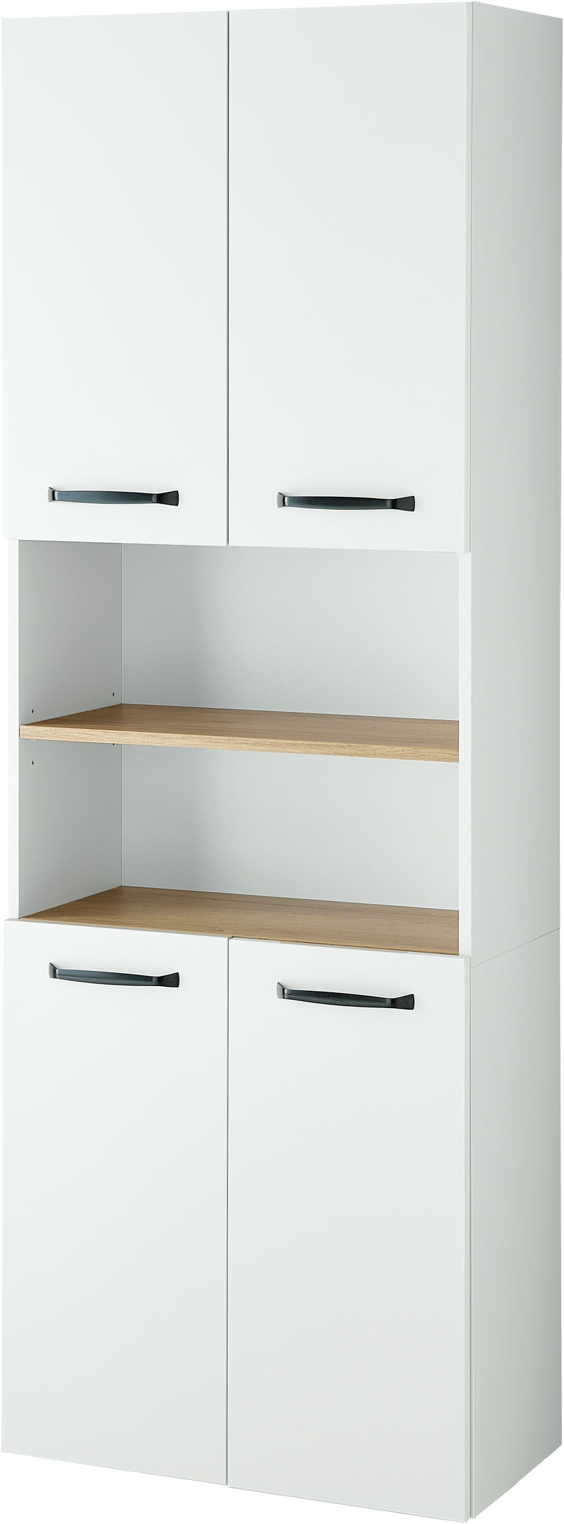 Saphir Hochschrank "Quickset 500, Badschrank 61,6 cm breit, 4 Türen" 4 Einlegeböden, 1 offenes Fach, Badezimmer-Hochschrank