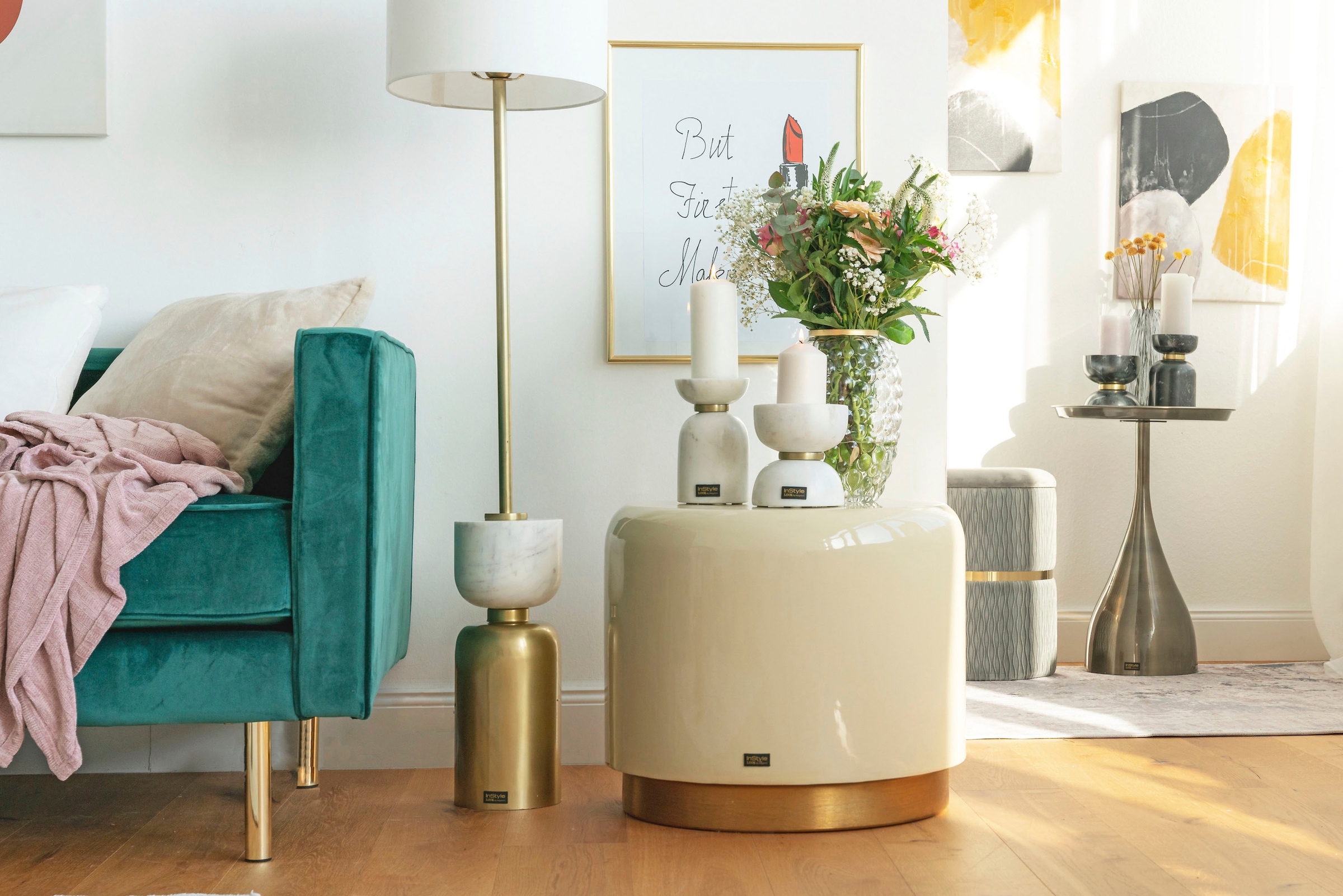 Kayoom Sitzhocker "Hocker Artisse, Edler Touch durch goldenen Sockel" 1 Stk günstig online kaufen