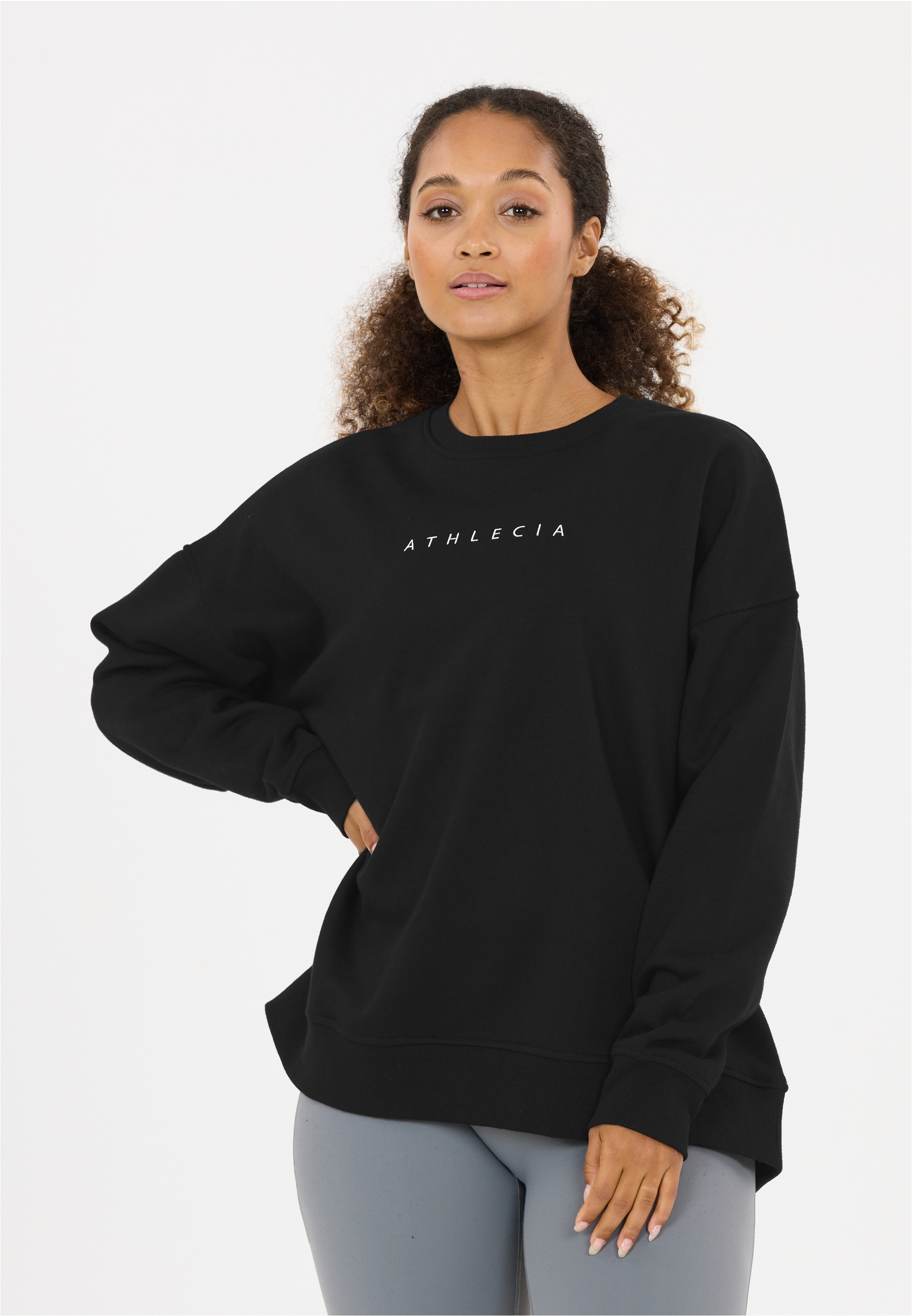 ATHLECIA Damen Sweatshirt "Wasan", schwarz, Gr. 36, unifarben, 45% Polyester, 20% Polyester, 35% Baumwolle, Sweatshirts, aus weichem Material