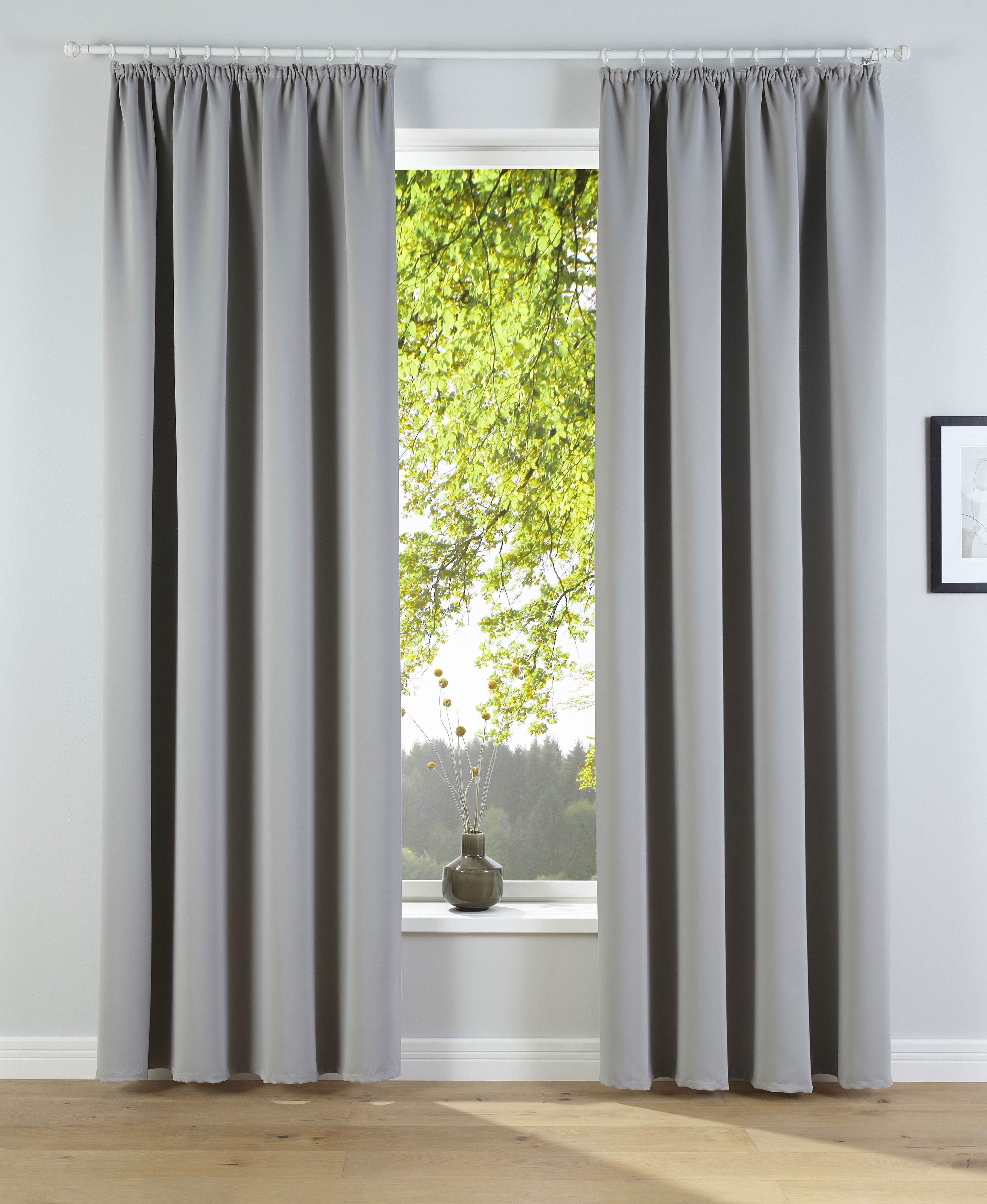 OTTO home 1100000002199 "Solana, Gardinen mit Kräuselband, Vorhänge, Wohnzimmer, modern," Kräuselband 2 Stk. tlg. 2er-Set Verdunklungsvorhang mit Thermofunktion, Bestseller, einfarbig
