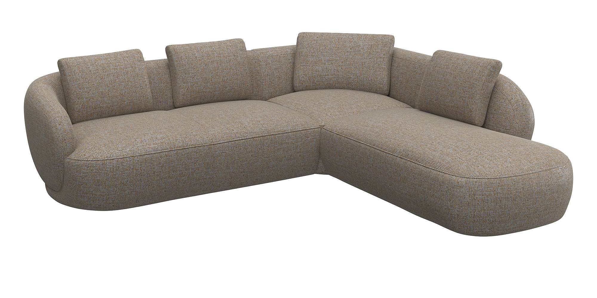 FLEXLUX Ecksofa »Torino, rund, L-Form, Sofa-Ecke mit Ottomane«, Modernes, organisches Sofa-Design, Kaltschaum, Wellenunterfederung