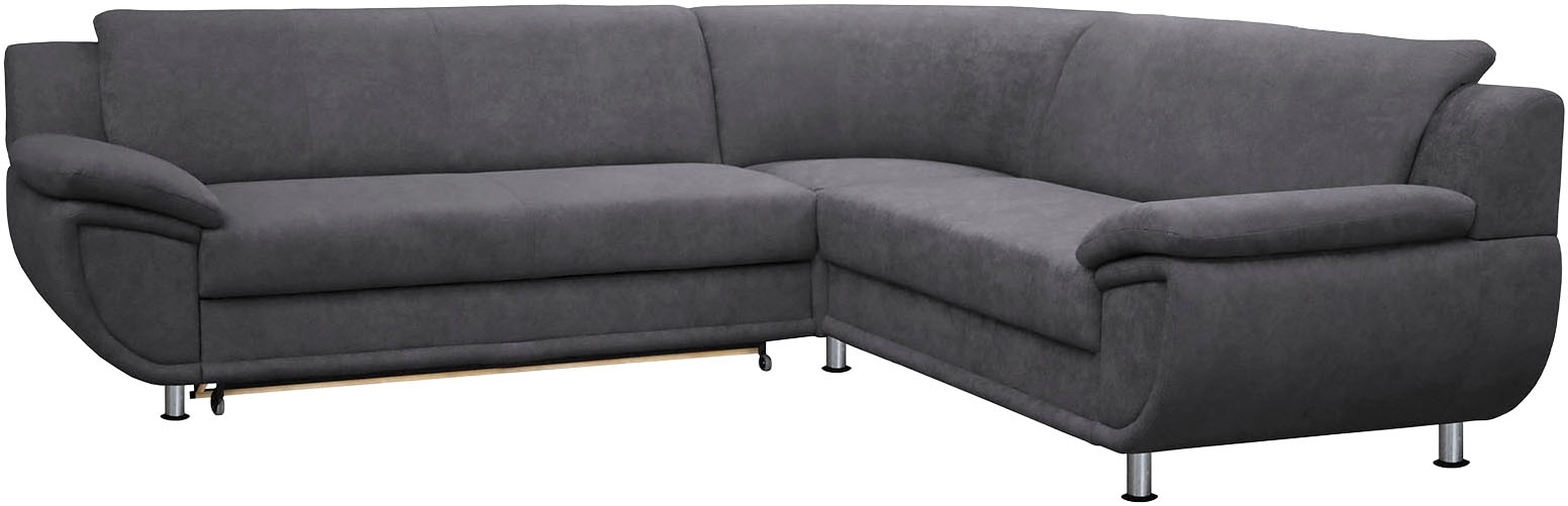 TRENDMANUFAKTUR Ecksofa "Rondo wahlweise mit Schlaffunktion, bequeme Armlehnen" L-Form, wahlw.mit Federkern, Füße chromfarben, Unser Dauertiefpreis