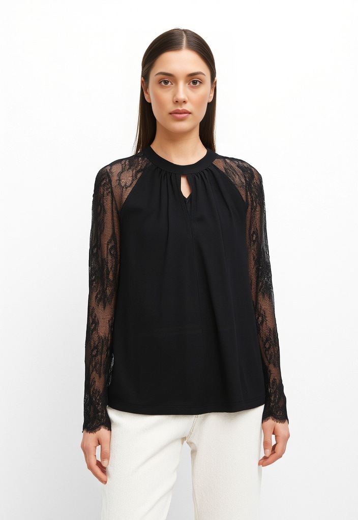 Vero Moda Spitzenshirt "VMMILLA LS LACE TOP GA JRS NOOS" günstig online kaufen
