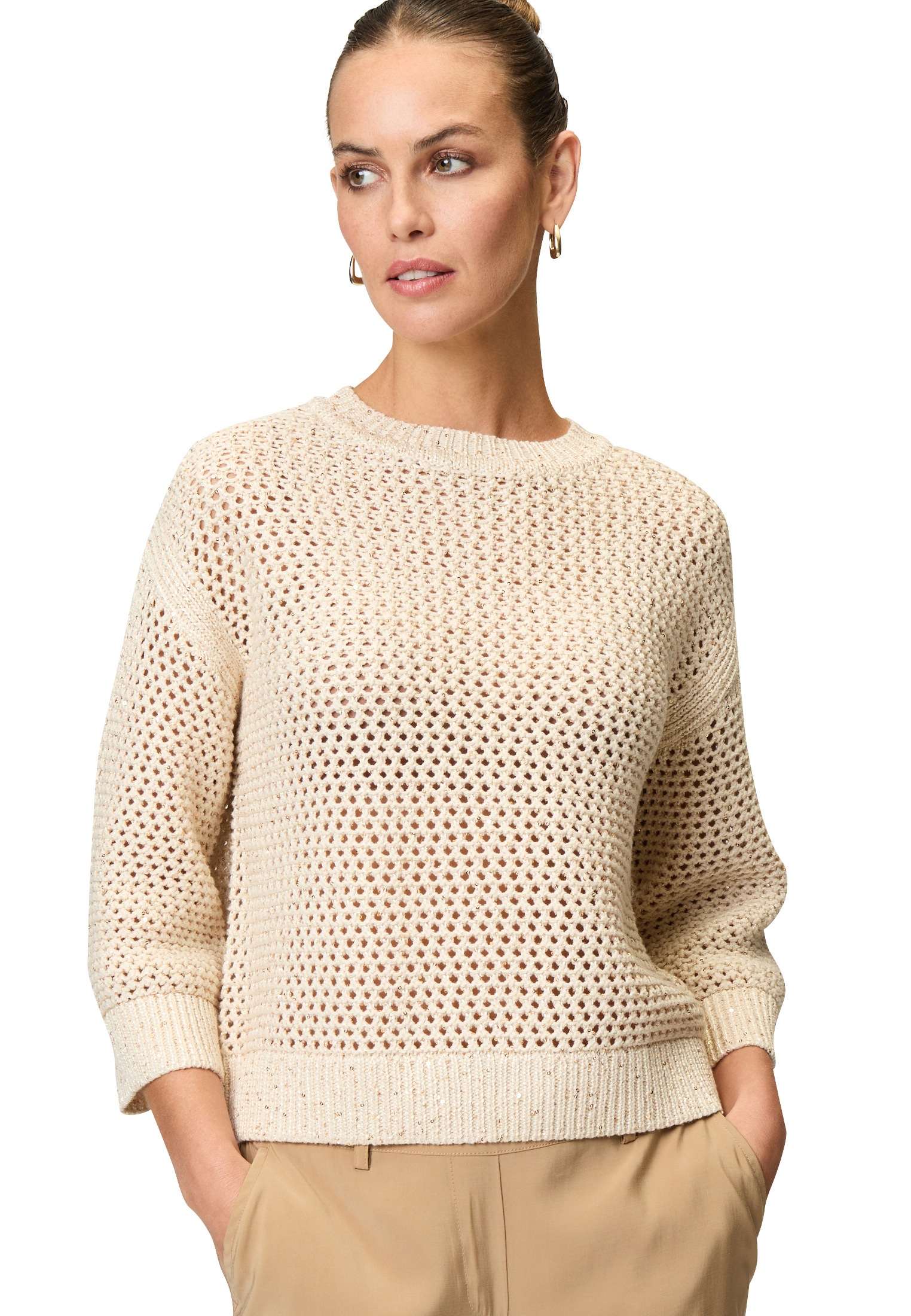 Zero Strickpullover "zero Damen Grobstrickpullover mit Glitzer", (1 tlg.), günstig online kaufen