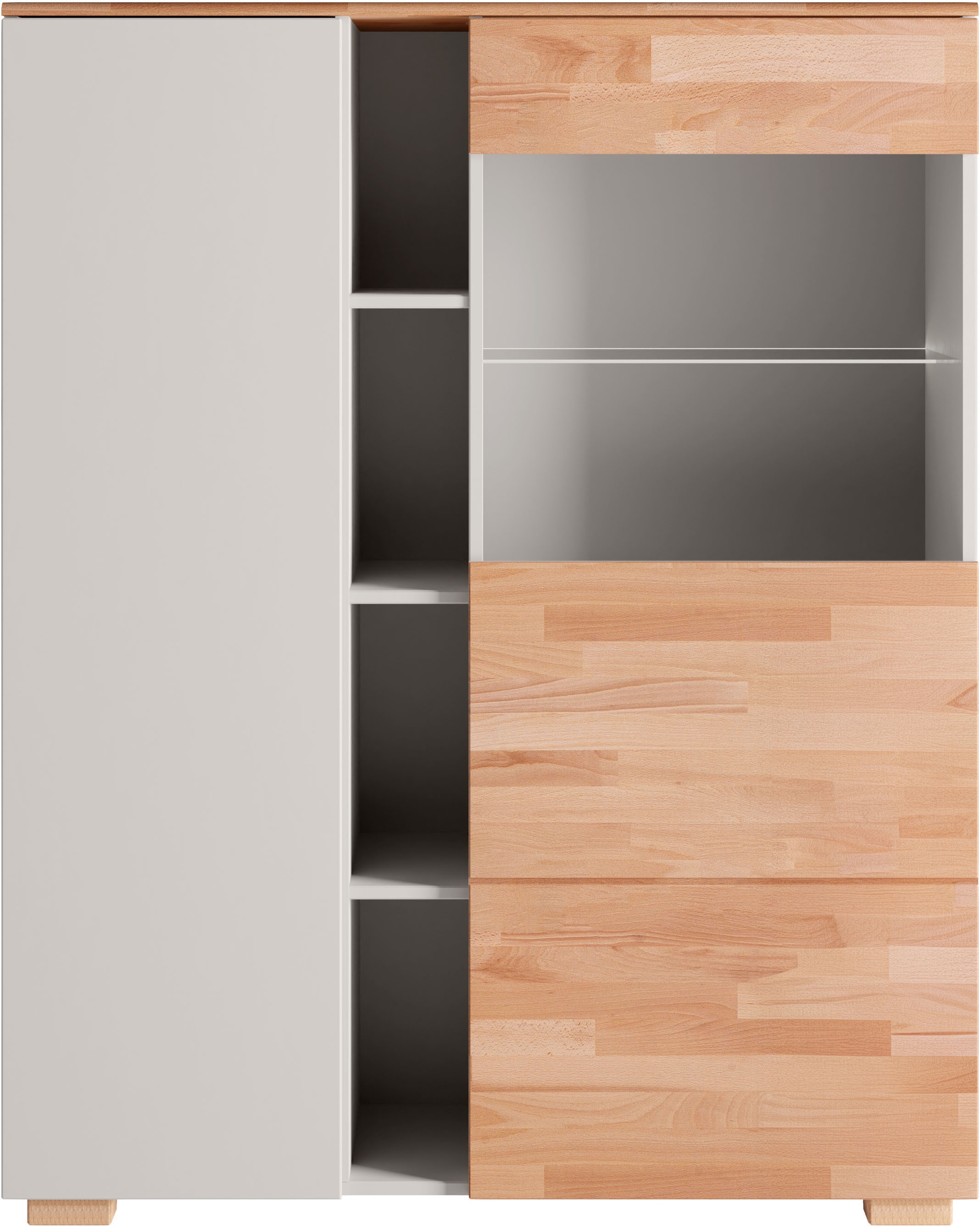 Highboard OTTO HOME, B:115cm H:145cm T:35cm, grau, FSC-zertifizierter Holzwerkstoff, Massivholz, Wohnzimmer, Sideboards, "Citra teilmassiv", Höhe