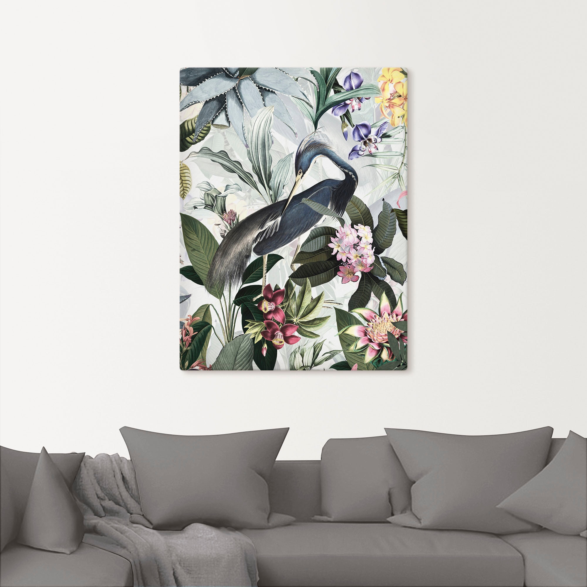 Artland Wandbild »Vintage Kranich«, Vogelbilder, (1 St.), als Alubild, Outdoorbild, Leinwandbild, Poster in verschied. Größen