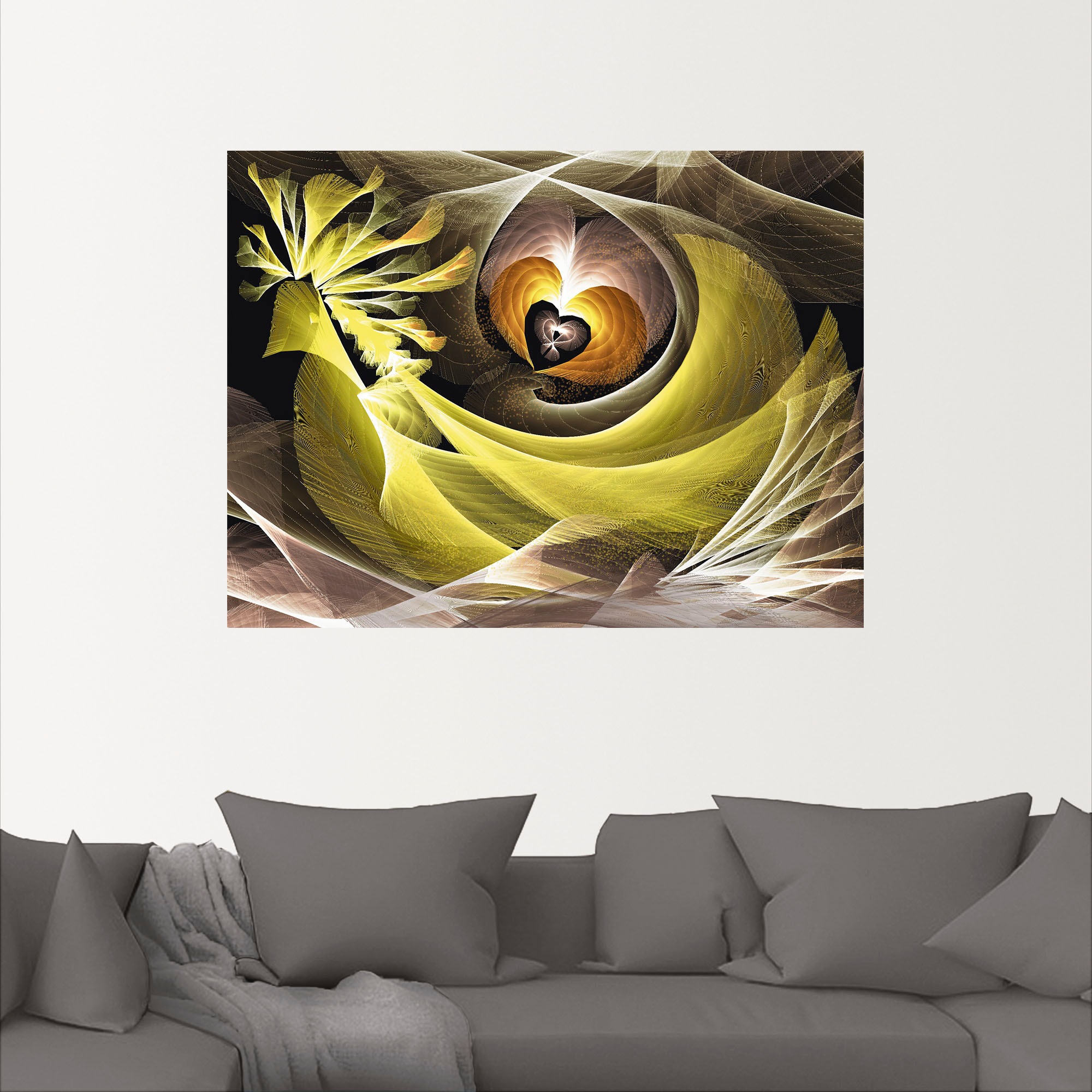 Artland Wandbild »Magischer Vogel mit Herzen«, Animal Fantasy, (1 St.), als Alubild, Leinwandbild, Wandaufkleber oder Poster in versch. Größen