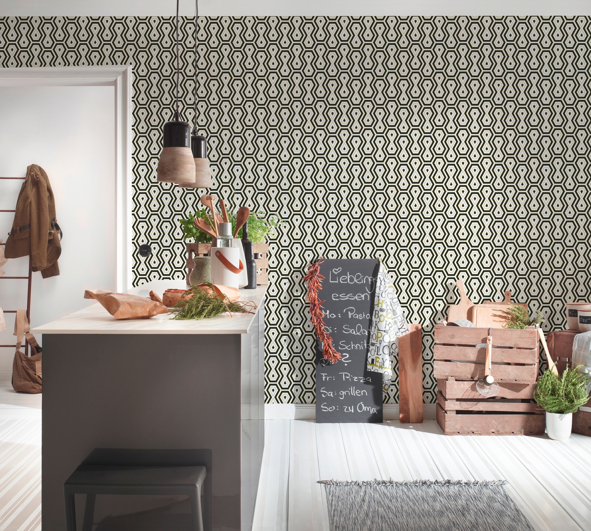 Architects Paper Vliestapete »Jungle Chic«, geometrisch-grafisch-Retro, Geometrische Tapete Retro Vintage Tapeten Wohnzimmer Schlafzimmer Flur