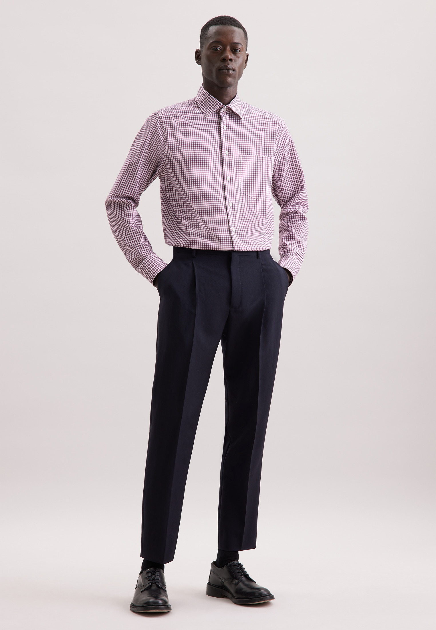 seidensticker Businesshemd »Schwarze Rose«, Regular 1/1 Covered-Button-Down-Kragen Karo