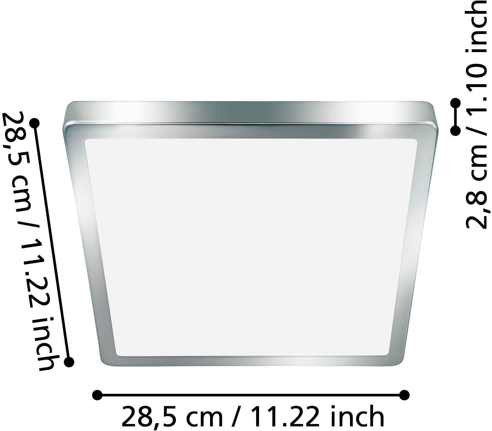 EGLO Aufbauleuchte »Fueva 5 Deckenlampe, Badlampe, Stahl und Kunststoff, chrom, weiß, IP44« LED-Modul 1 Stk. Warmweiß Ø 28,5 cm,  Aufbauleuchte, Bad-Deckenlampe, LED Aufbaulampe, IP44