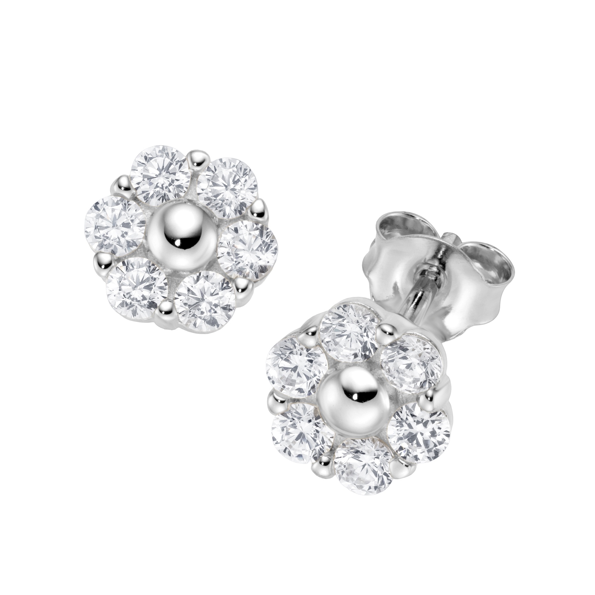 Firetti Paar Ohrstecker »Schmuck Geschenk Silber 925 Ohrschmuck Ohrringe Blume Blüte« mit Zirkonia (synth.)