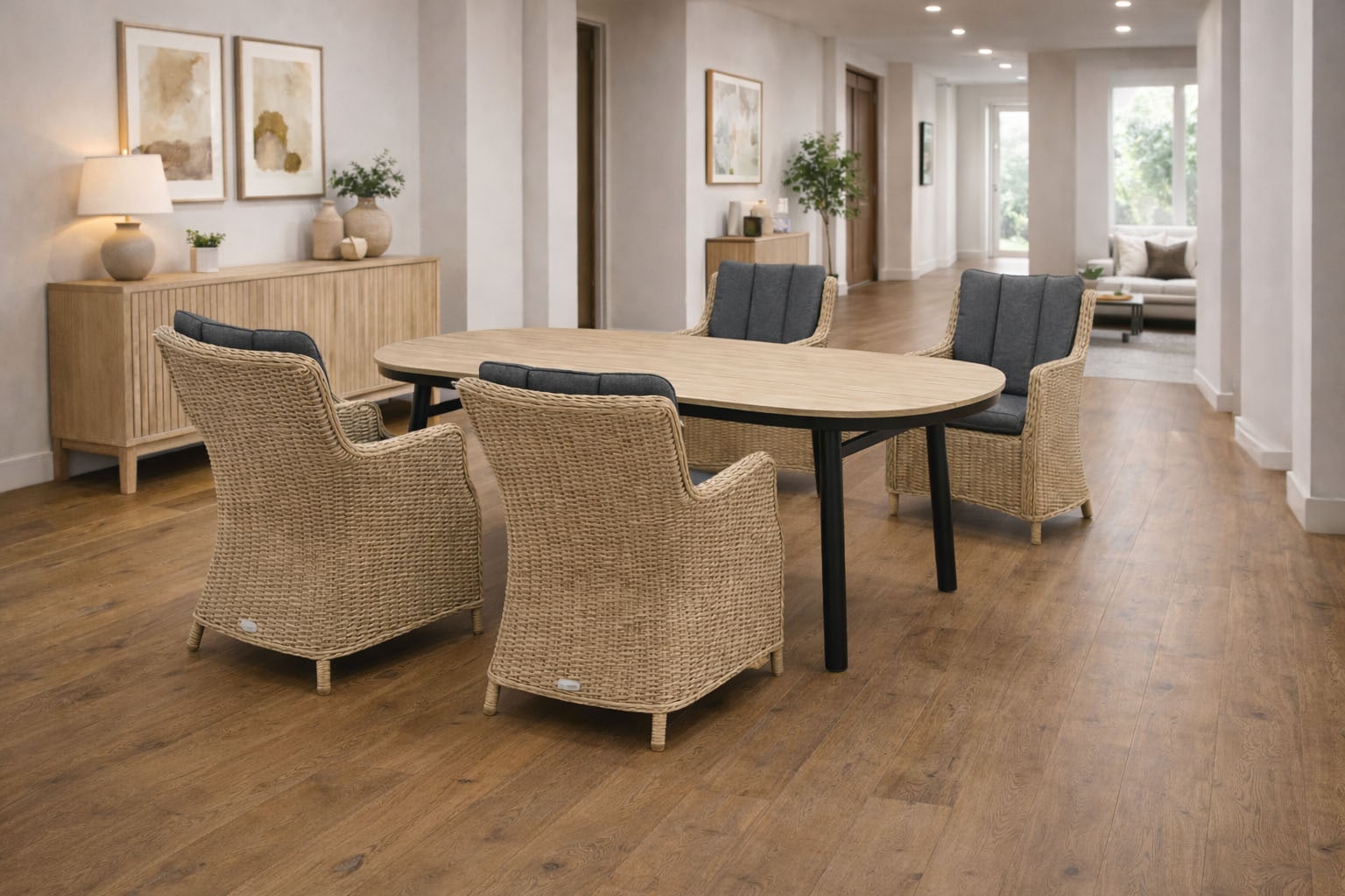 Destiny Garten-Essgruppe »LUNA SAN MARINO Essgruppe 4 Se + Tisch OV 180x90cm holzf.« Set, 