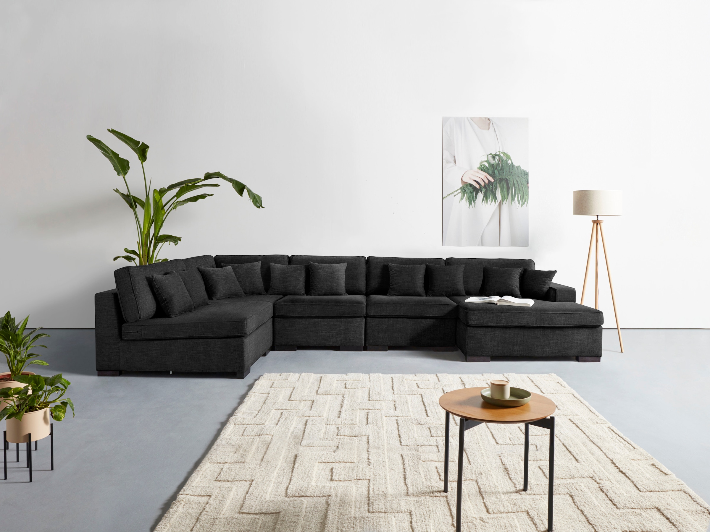 Home affaire Wohnlandschaft "Skara U-Form", Lounge-Sofa mit Federkernpolste günstig online kaufen