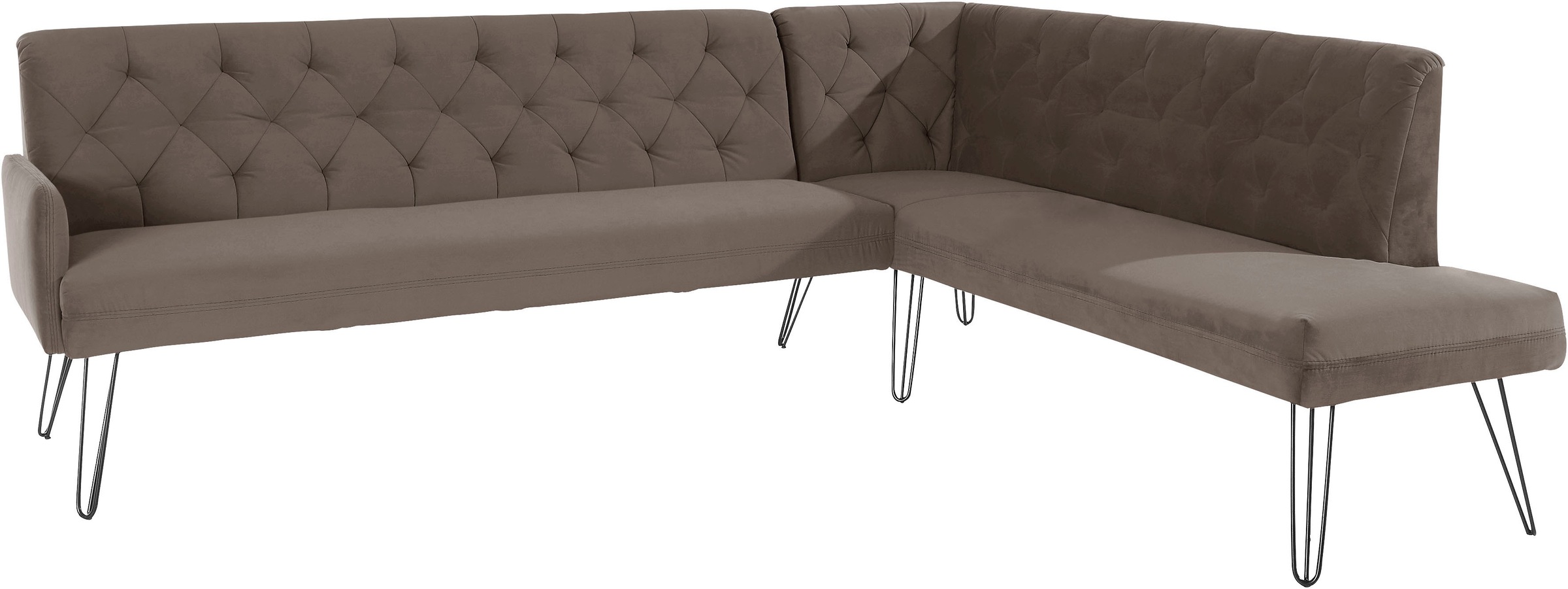 exxpo - sofa fashion Eckbank »Doppio, Chesterfield Optik, komfortabel und bequem, hohe Designfüße«, Frei im Raum stellbar