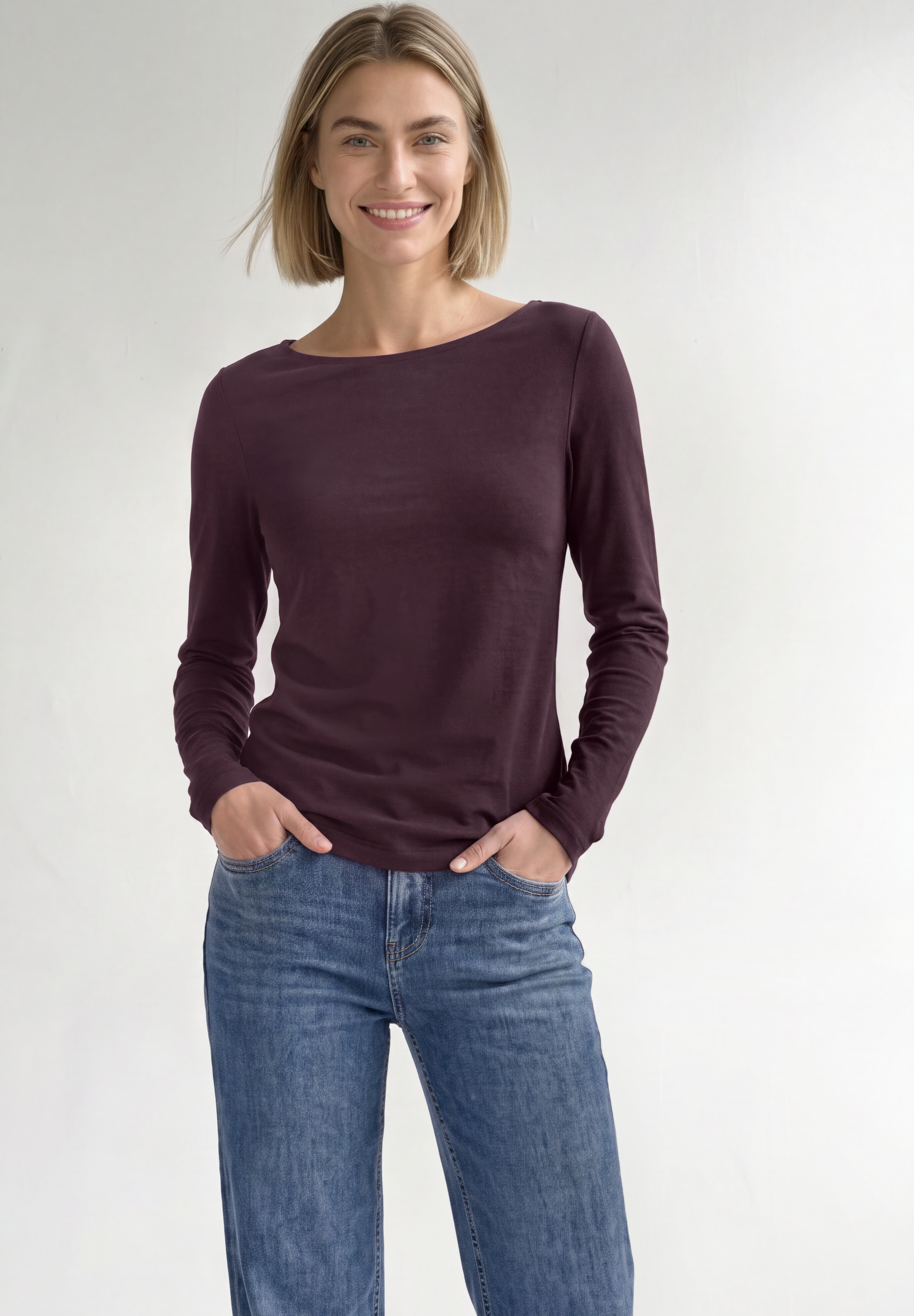 STREET ONE Langarmshirt mit U-Boot-Ausschnitt