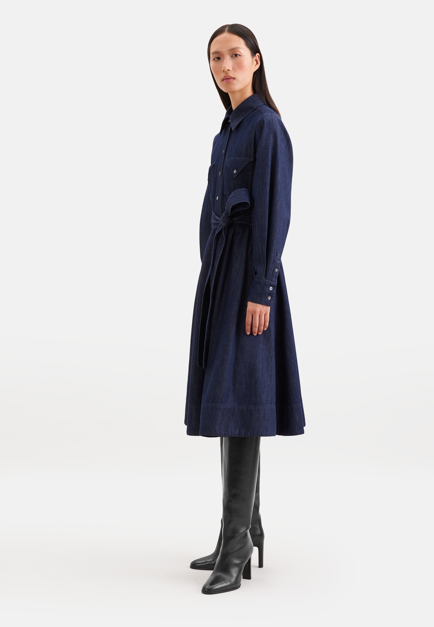seidensticker Sommerkleid 1/1 Kragen Denim