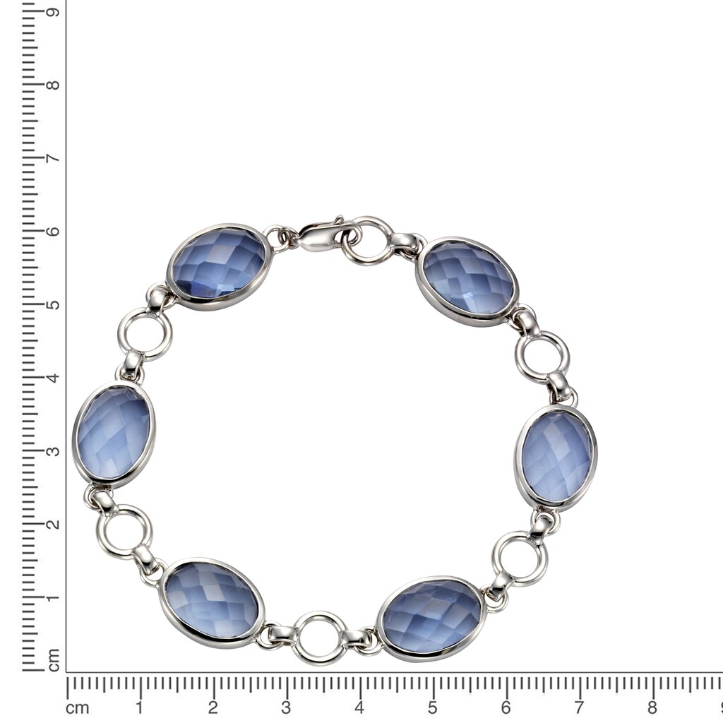 Jamelli Armband »925 Silber rhodiniert Quarz blau (beh.)«