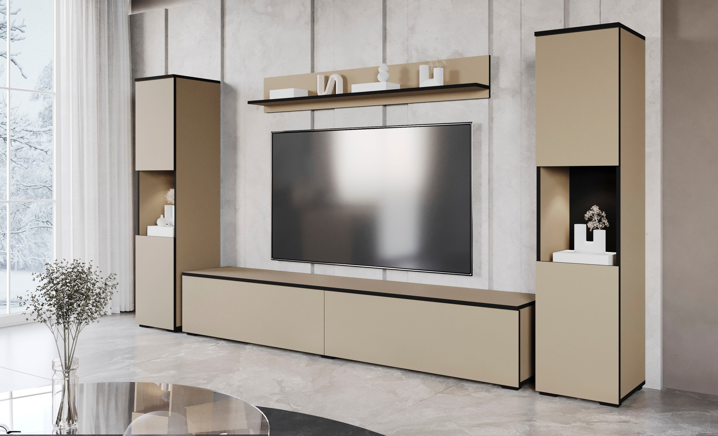 INOSIGN Wohnwand "PARIS, Vitrine Türanschlag links/rechts wechselbar", (Kom günstig online kaufen