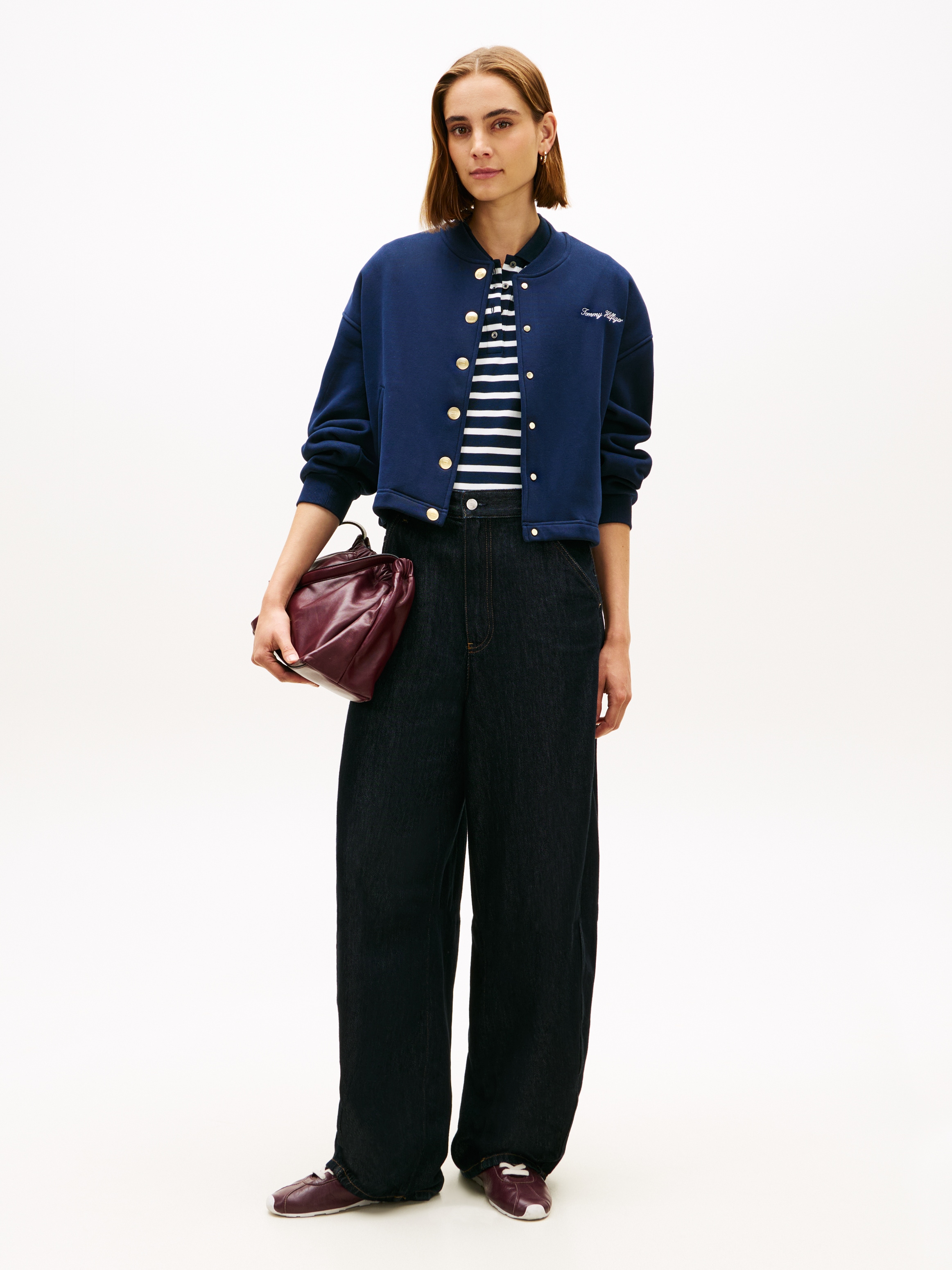 Tommy Hilfiger Strickjacke »GOLD BTN HWK BOMBER« mit goldfarbenen Knöpfen