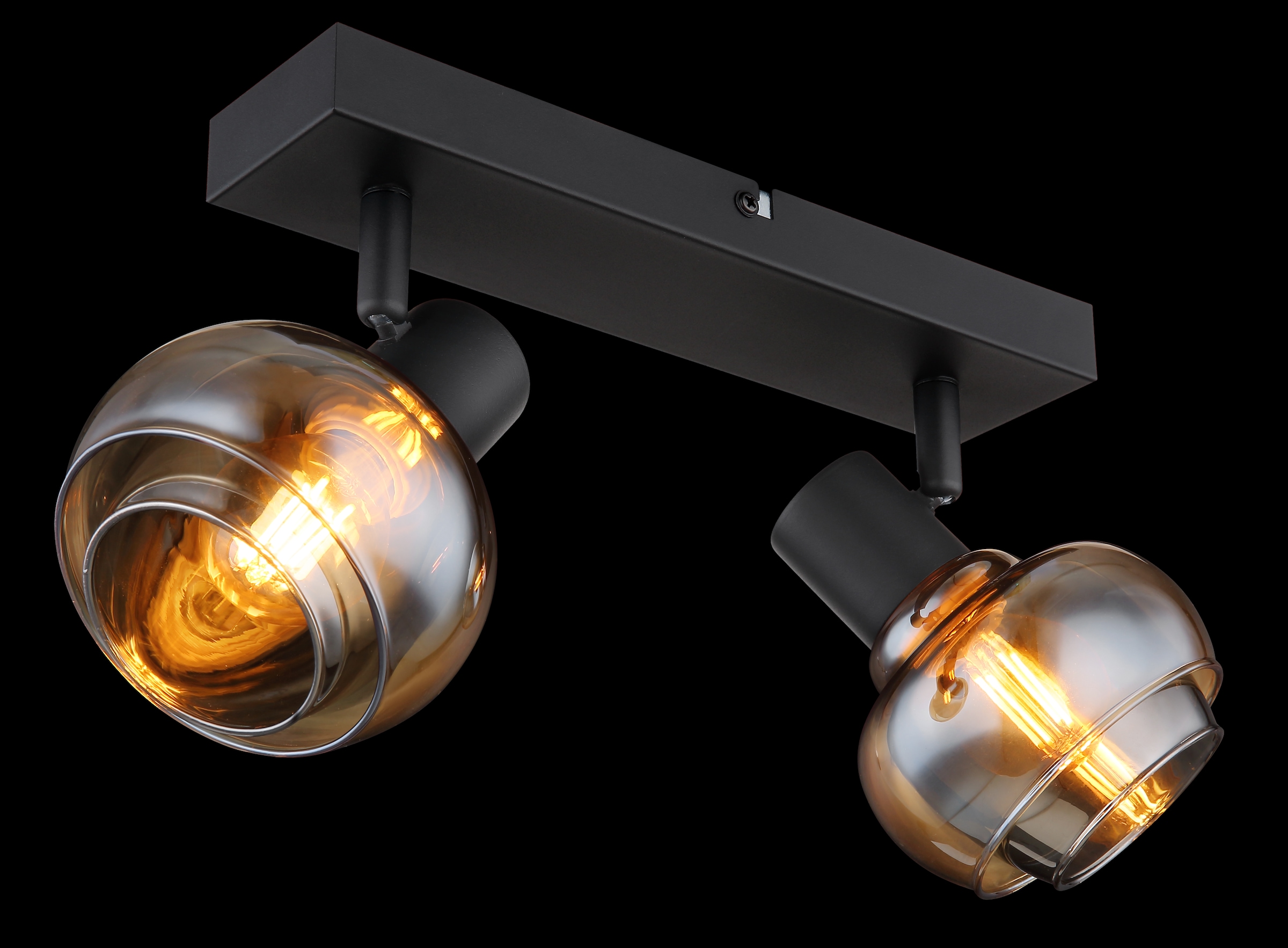 GLOBO LIGHTING Deckenstrahler »TOKKI«, Leuchtmittel E14 | ohne Leuchtmittel, Deckenspot/schwarz/Glas amber/Glas rauchfarben/Flur/Wohnzimmer