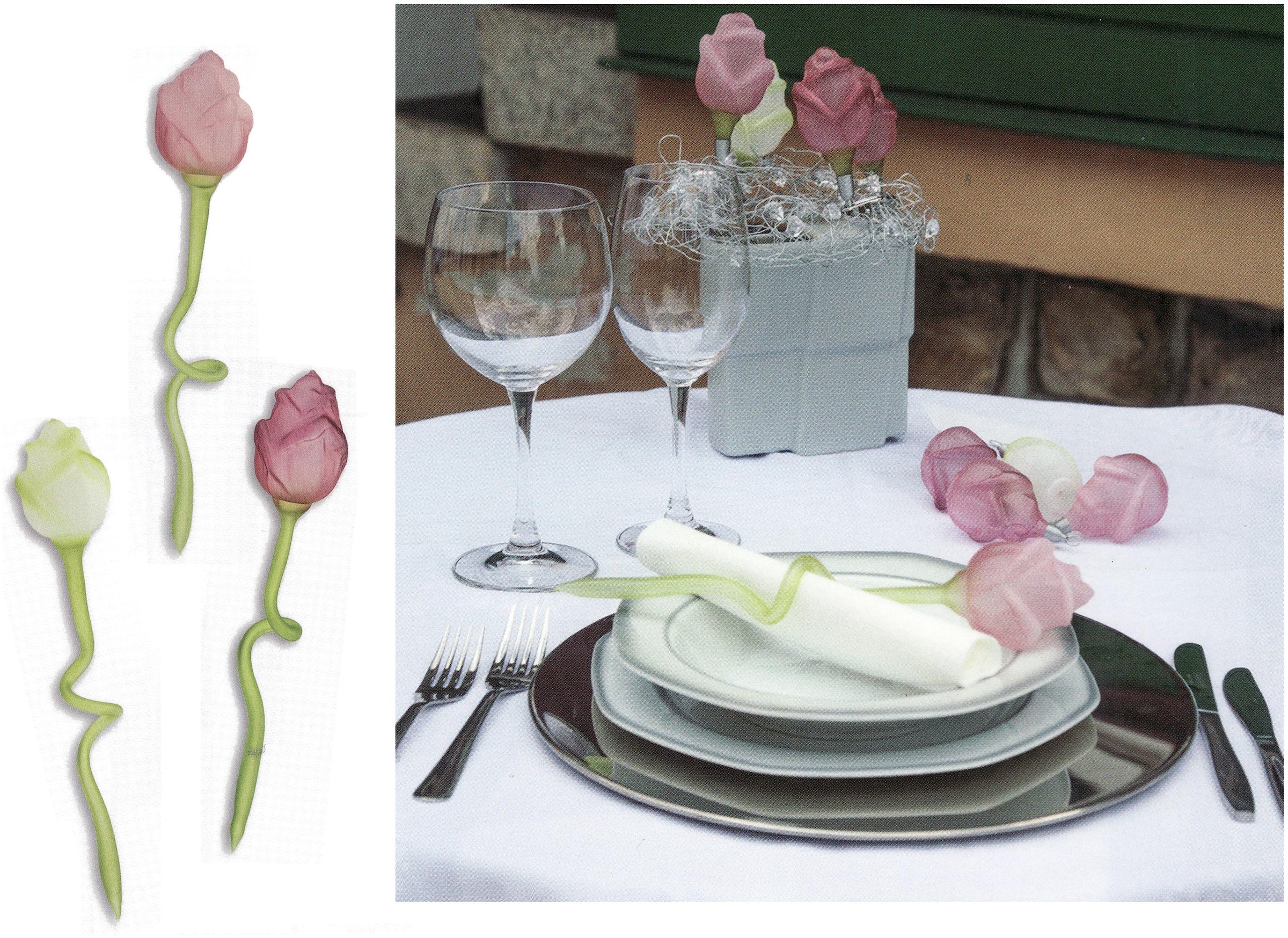 Glasdesign | Thüringer »weiße Glasblume Glas-Rose mundgeblasene und Tischdeko, handdekorierte Serviettenring, BAUR Rose«,