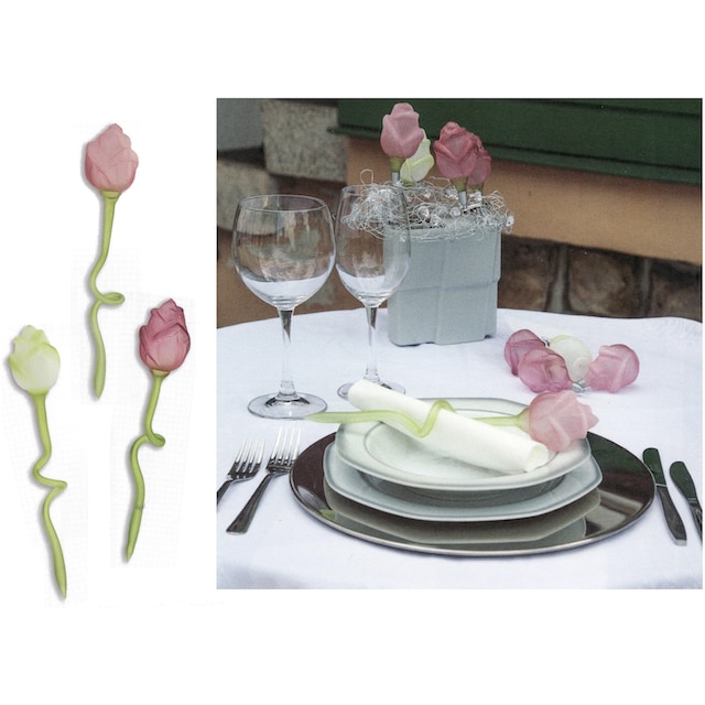 Thüringer Glasdesign Glasblume »weiße Rose«, mundgeblasene und  handdekorierte Tischdeko, Serviettenring, Glas-Rose | BAUR