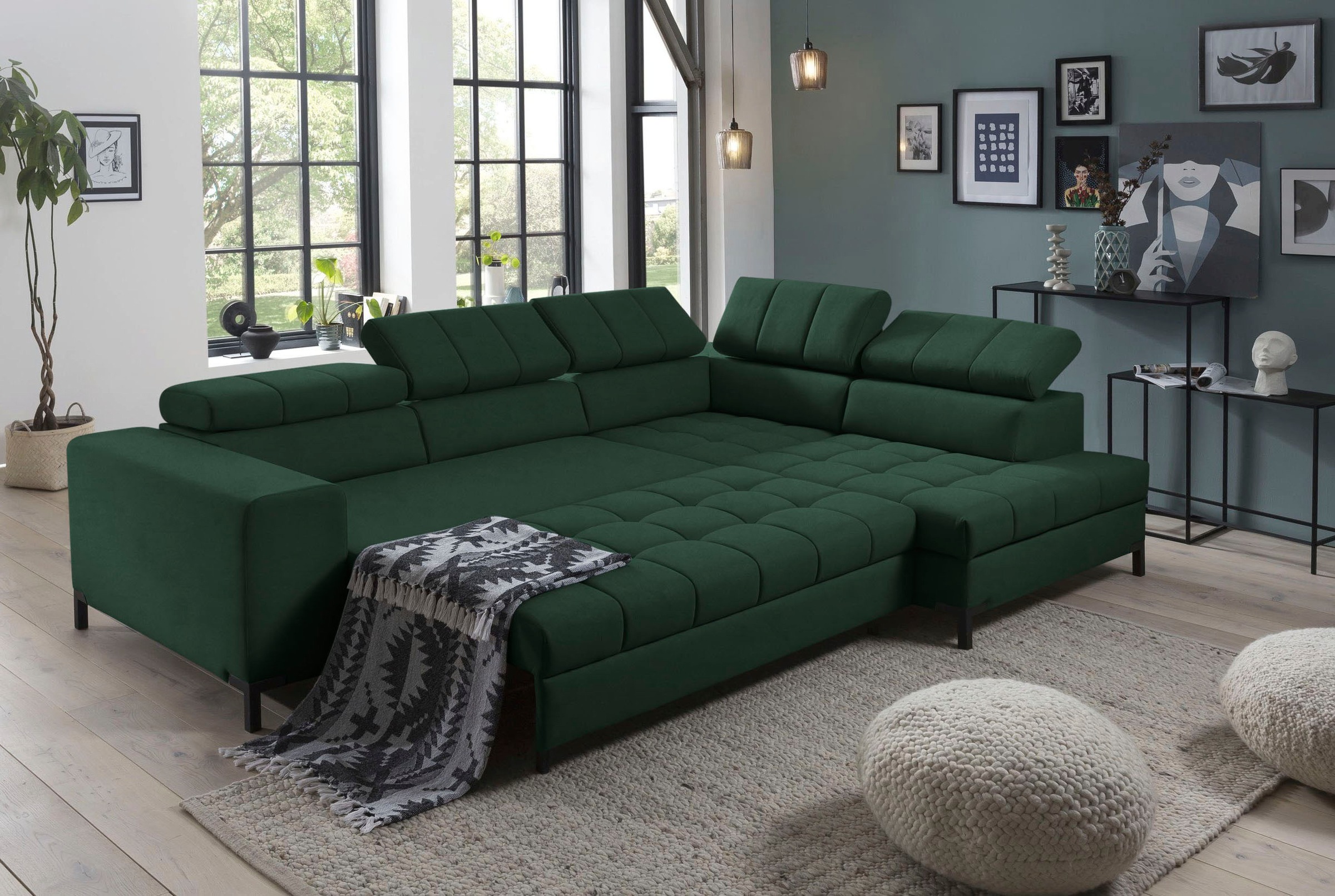exxpo - sofa fashion Ecksofa »Bocco, hochwertige Verarbeitung, toller Sitzkomfort, bequem, L-Form«, wahlweise mit Bettfunktion u. Bettkasten, inkl. Kopfteilverstellung