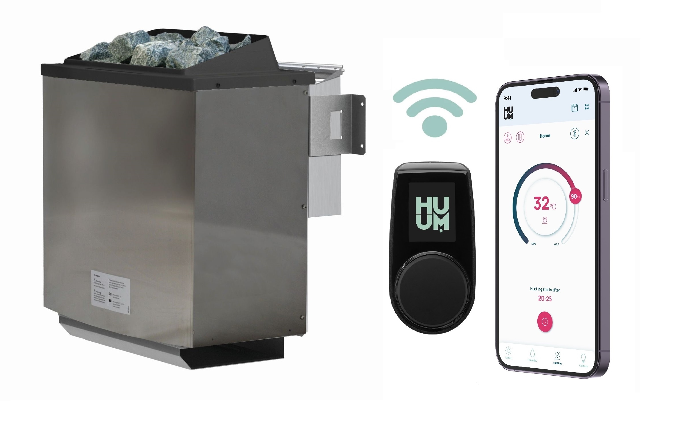 Karibu Bio-Saunaofen "9 kW SET mit WiFi-Steuerung" mit WLAN-fähigem Steuergerät
