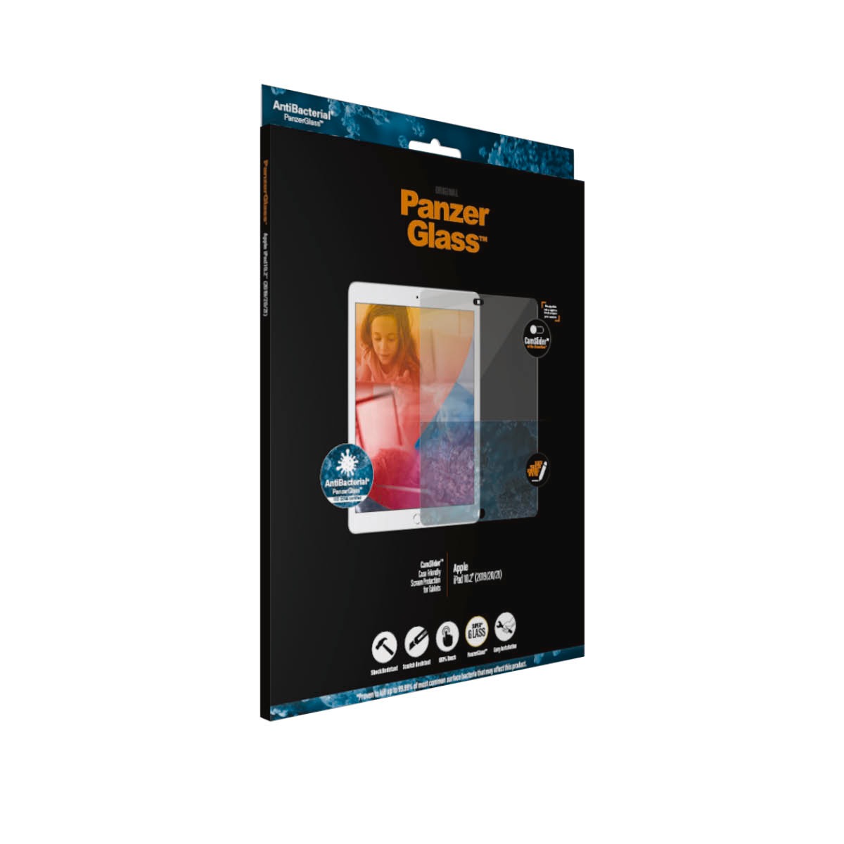 PanzerGlass Displayschutzglas »CamSlider Case Friendly Screen Protection«, für Apple iPad 10.2″, Displayschutzfolie, Schutzfolie, Bildschirmschutz, kratz- & stoßfest
