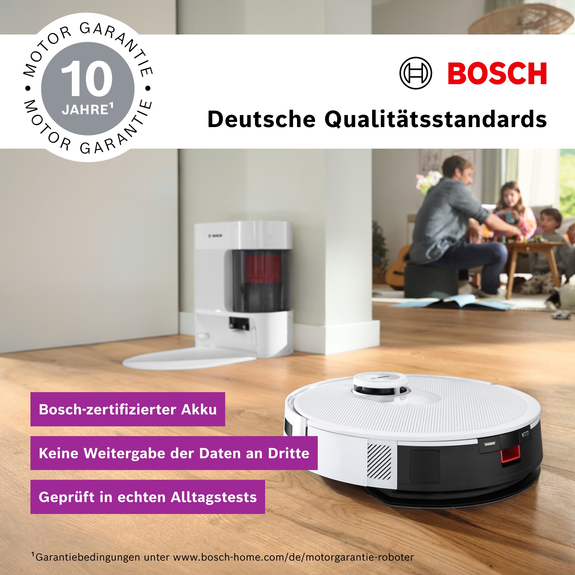 BOSCH Saugroboter »Spotless + BCRD1W, Saugroboter mit Wischfunktion, 11.000 Pa Saugkraft«, Trocken-Servicestation, Infrarot Navigation, Carbon Bürste